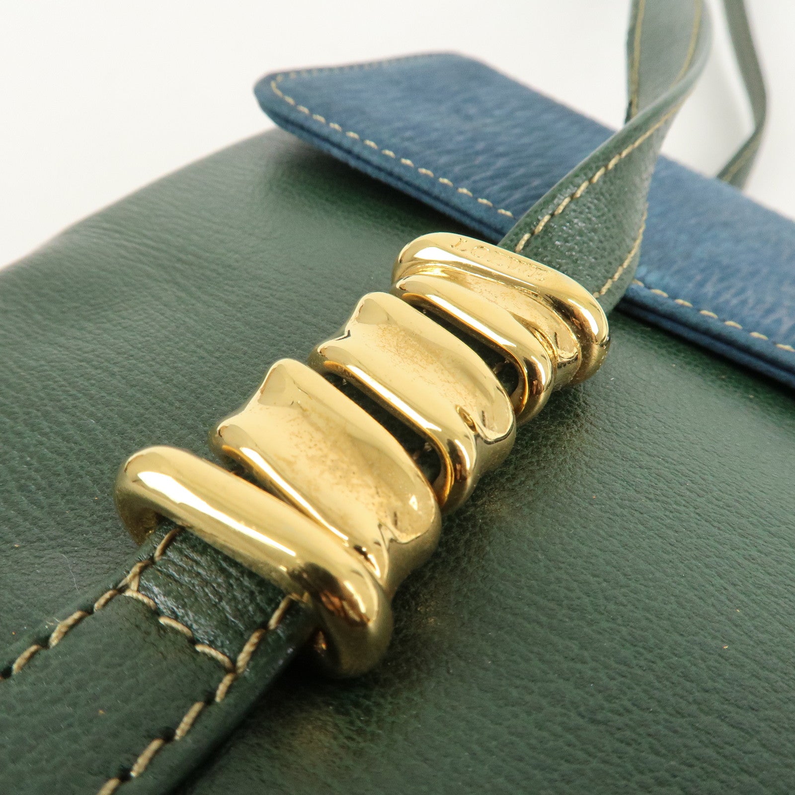 LOEWE Velazquez Suede Leather Shoulder Bag Green Blue Used