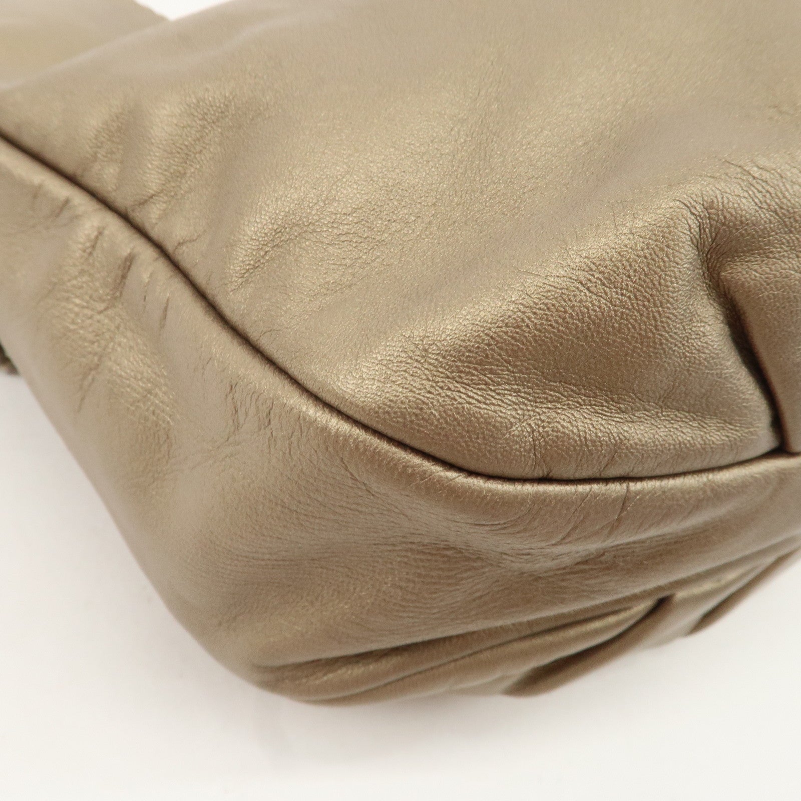 LOEWE Leather Viento One Shoulder Bag Gold Used