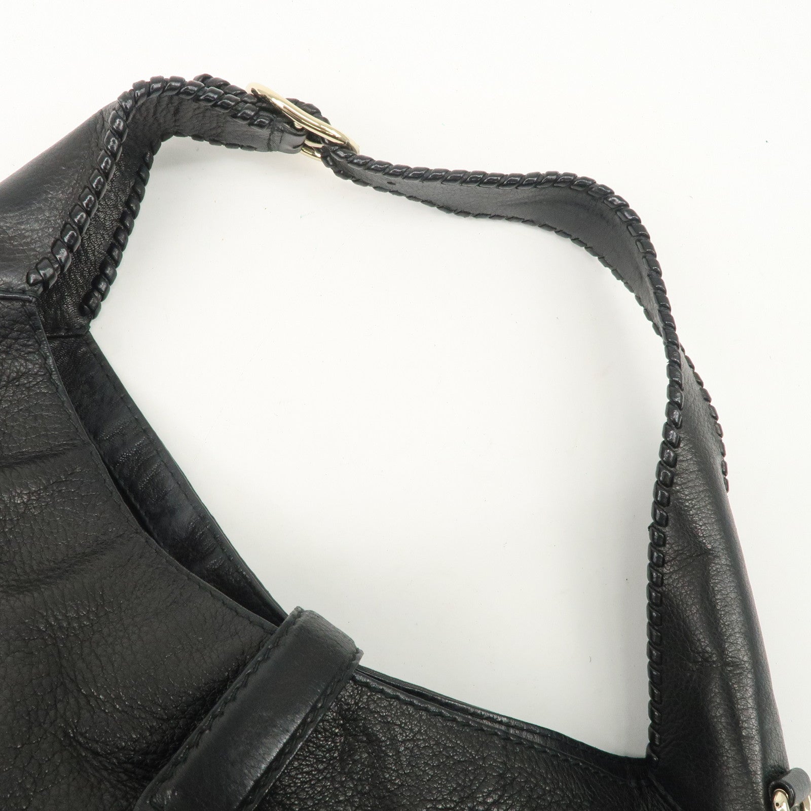 GUCCI New Jackie Bamboo Leather 2Way Shoulder Bag Black 223929 Used