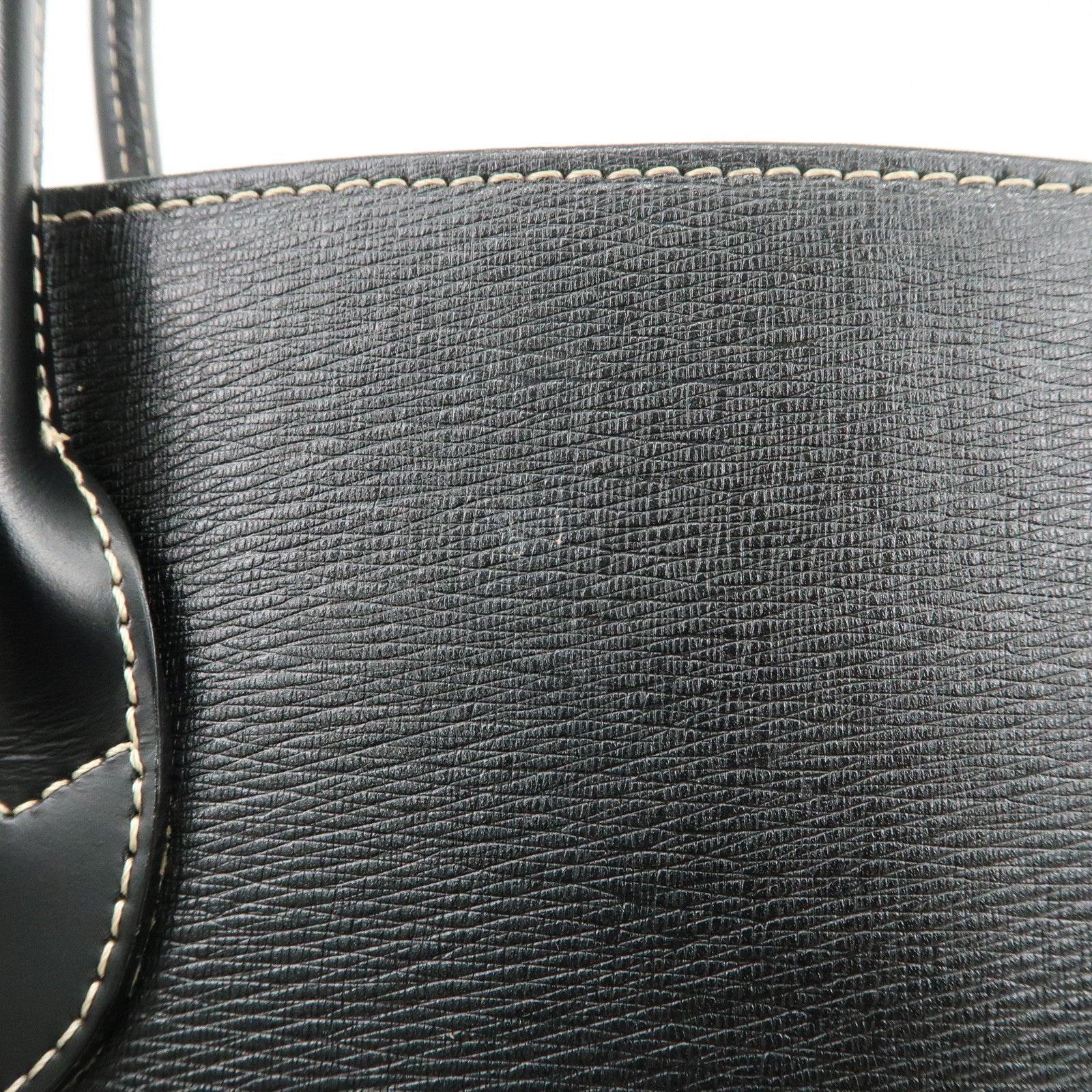 BURBERRY Logo Leather Tote Bag Hand Bag Black Used