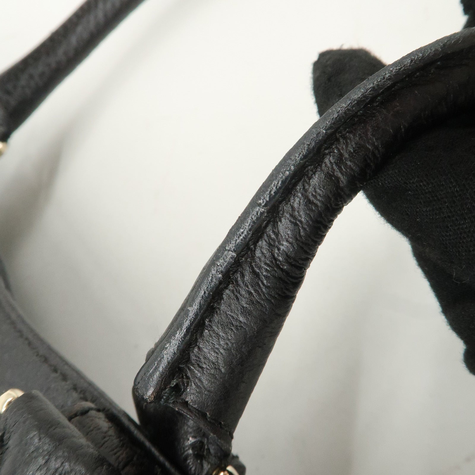 GUCCI Leather Horsebit Tote Bag Hand Bag Black 137385 Used