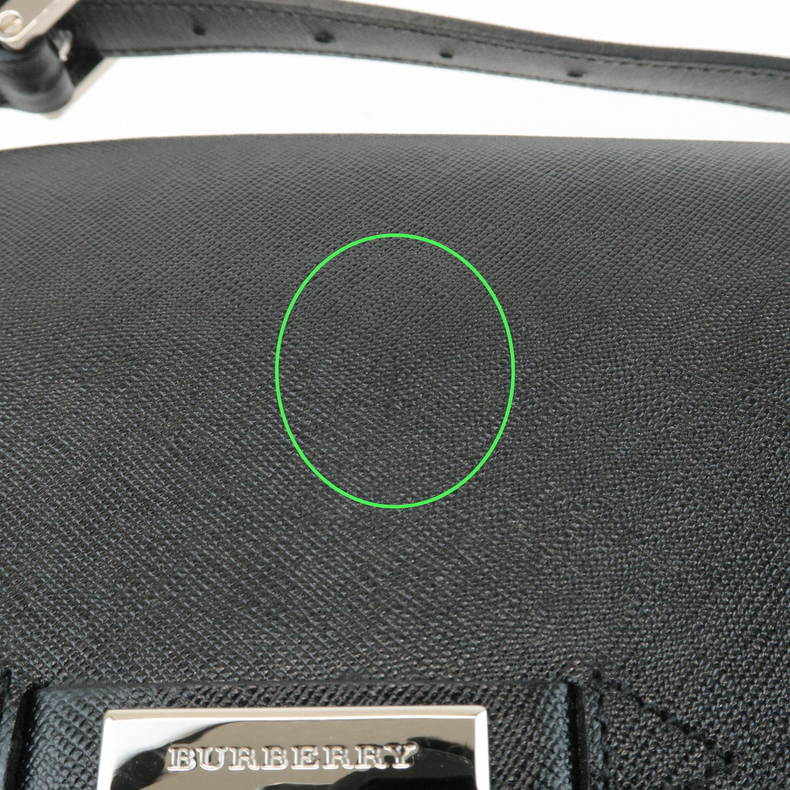 BURBERRY Leather Shoulder Bag Hand Bag Black Silver Hardware Used