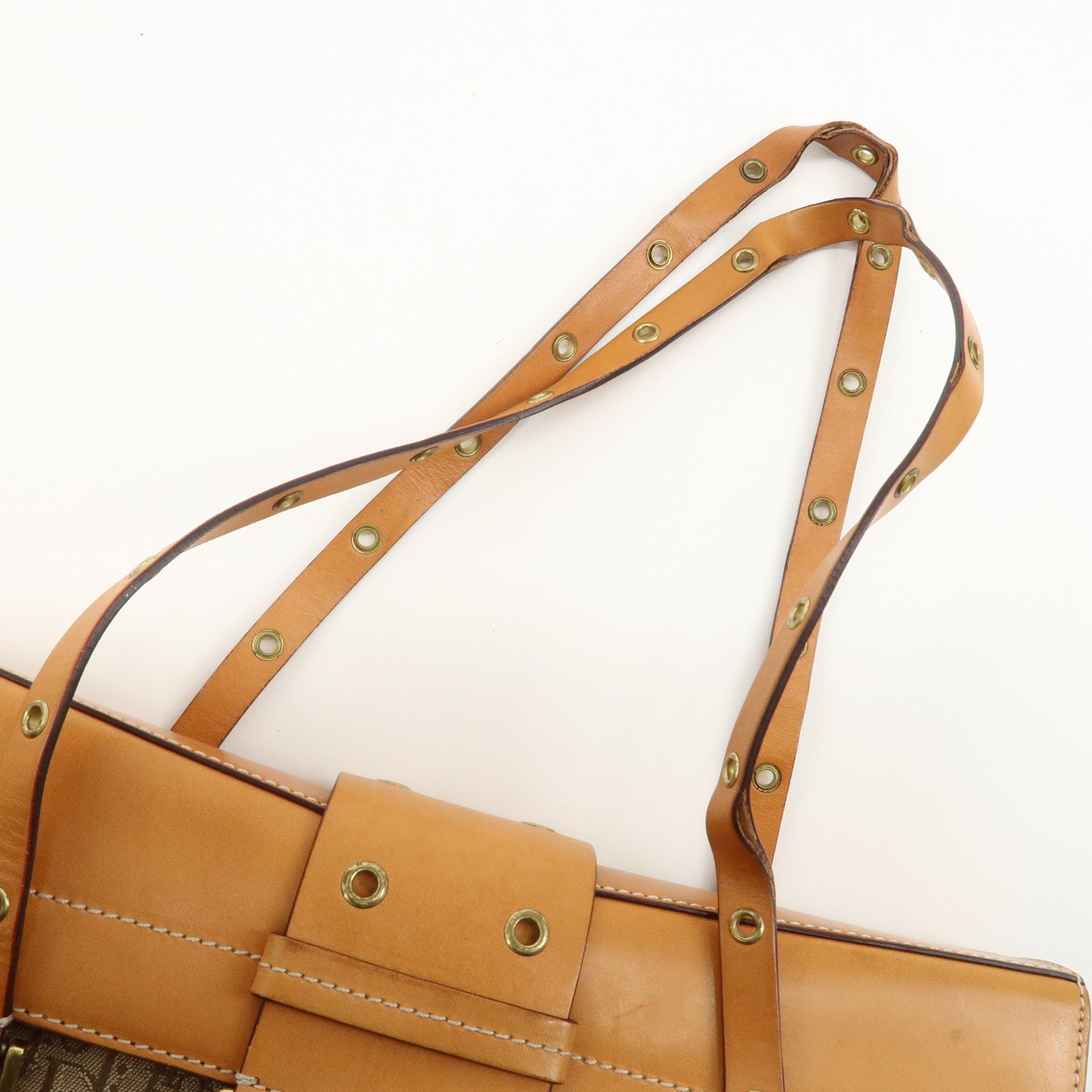 Christian Dior Trotter Street Chic Canvas Leather Shoulder Bag Used