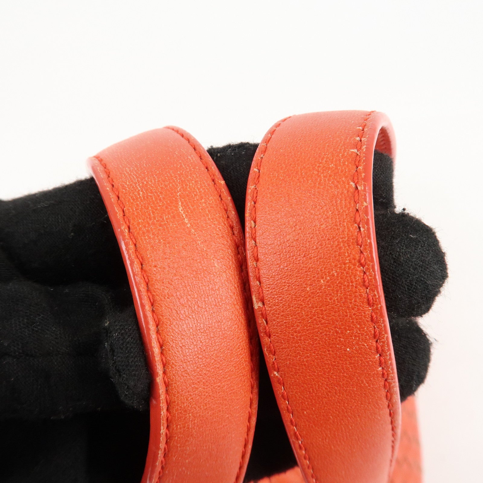 BOTTEGA VENETA Intrecciato Leather Boston Montaigne Bag Orange Used