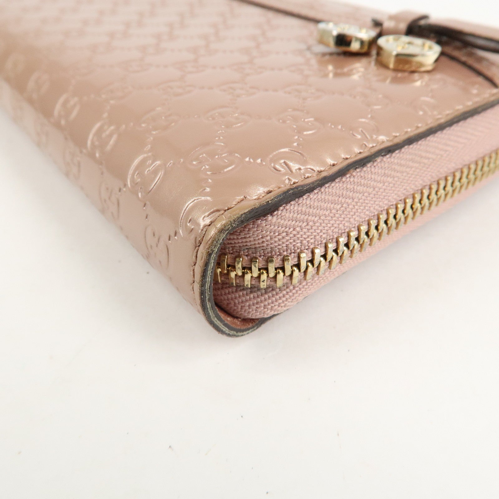 GUCCI Micro Guccissima Patent Leather Zippy Long Wallet 258406 Used