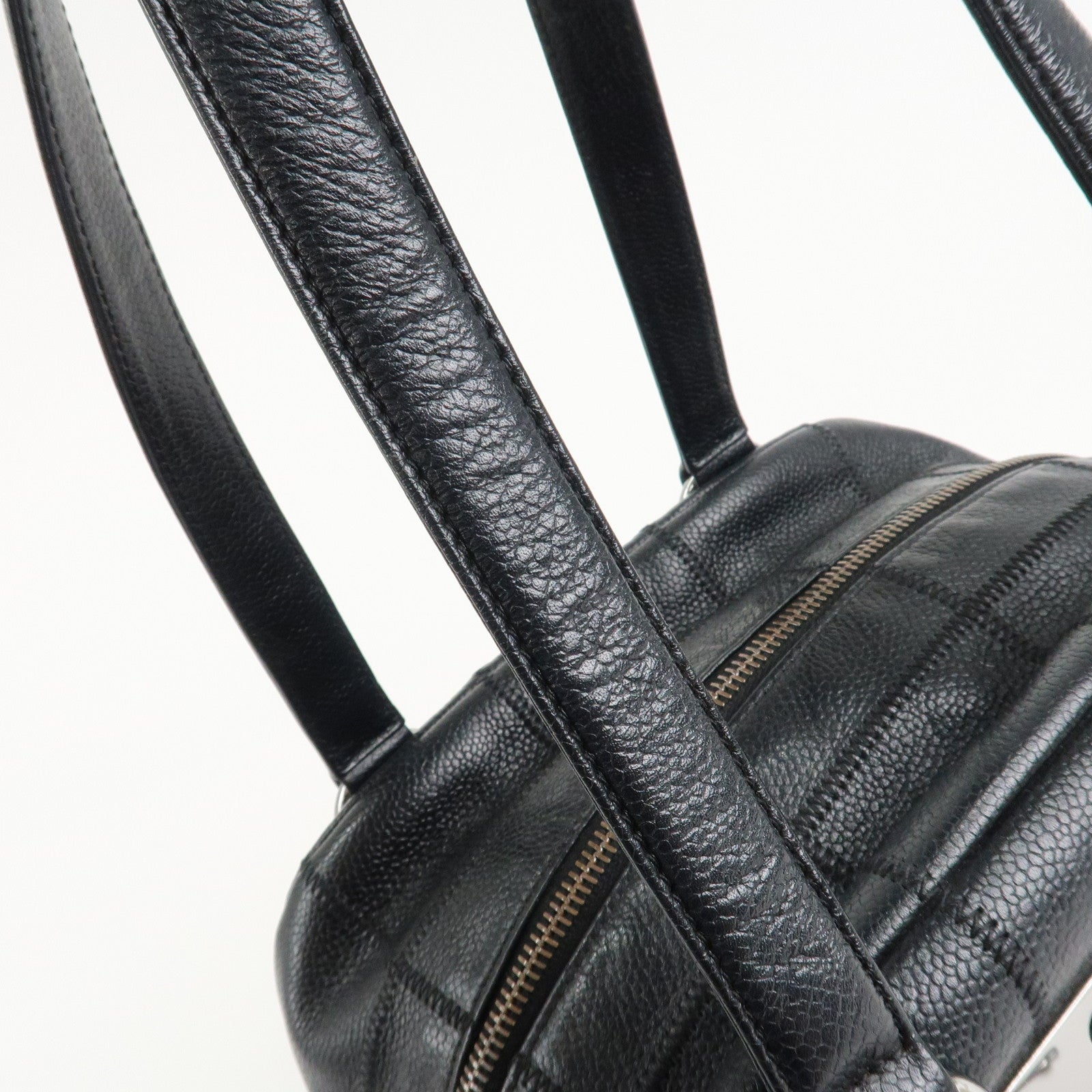 CHANEL Chocolate Bar Caviar Skin Mini Boston Bag Black A26135 Used