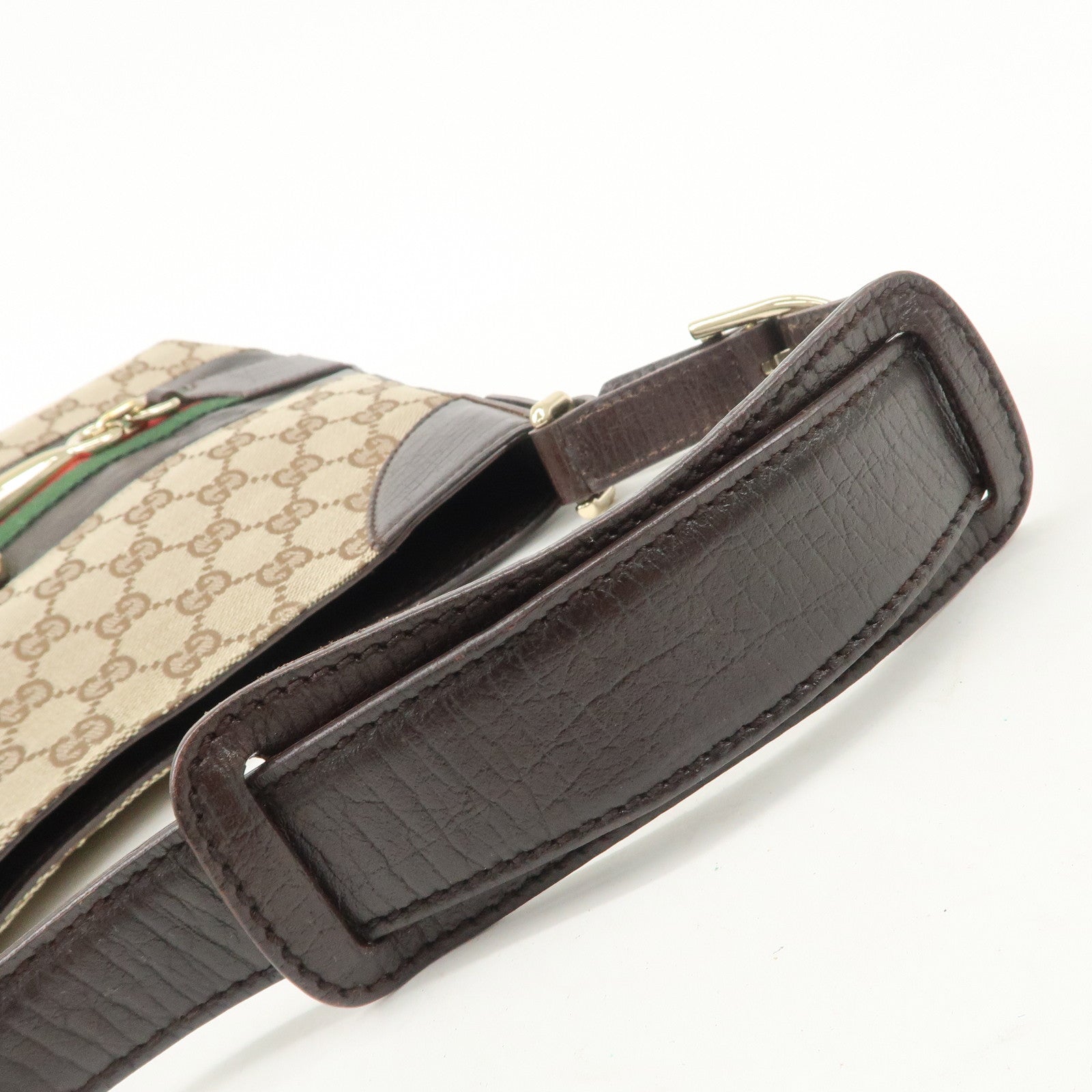 GUCCI Horsebit Sherry GG Canvas Leather Shoulder Bag Beige 137288 Used