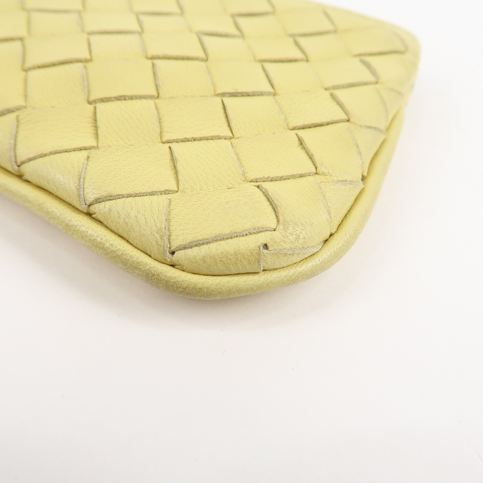 BOTTEGA VENETA Intrecciato Leather Coin Case Yellow 131232 Used