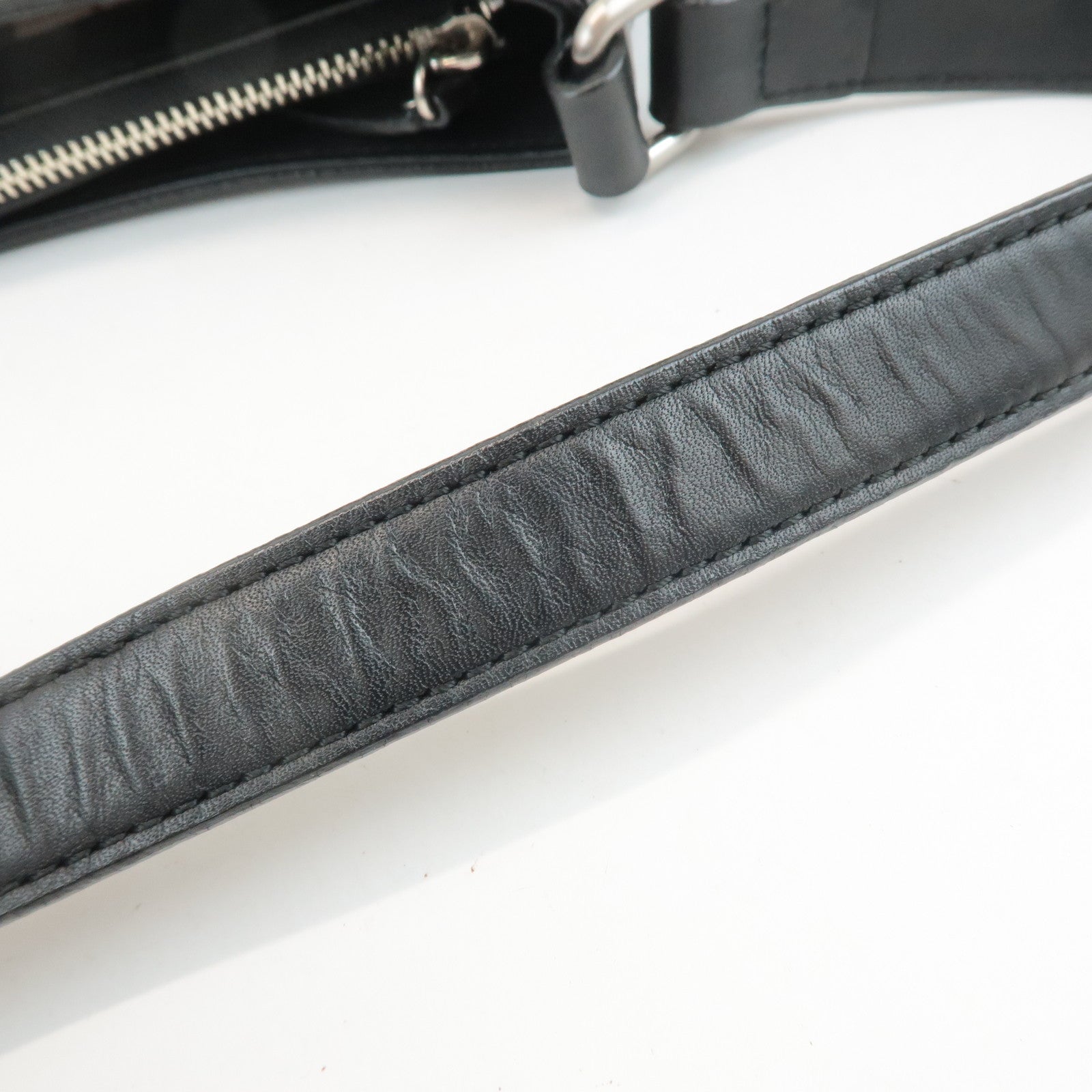 BURBERRY Leather Shoulder Bag Hand Bag Black Silver Hardware Used
