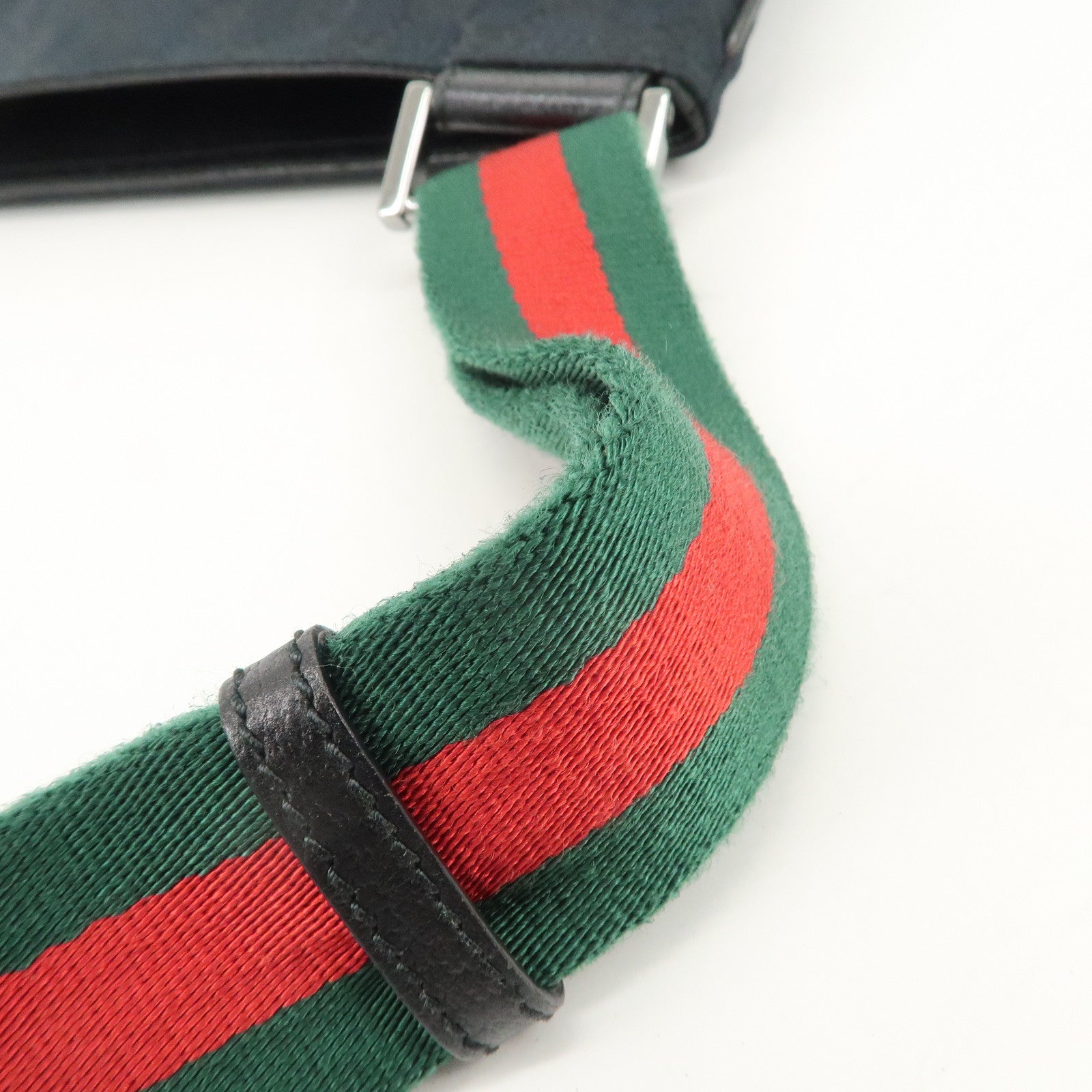 GUCCI Sherry GG Canvas Leather Shoulder Bag Black 169937 Used