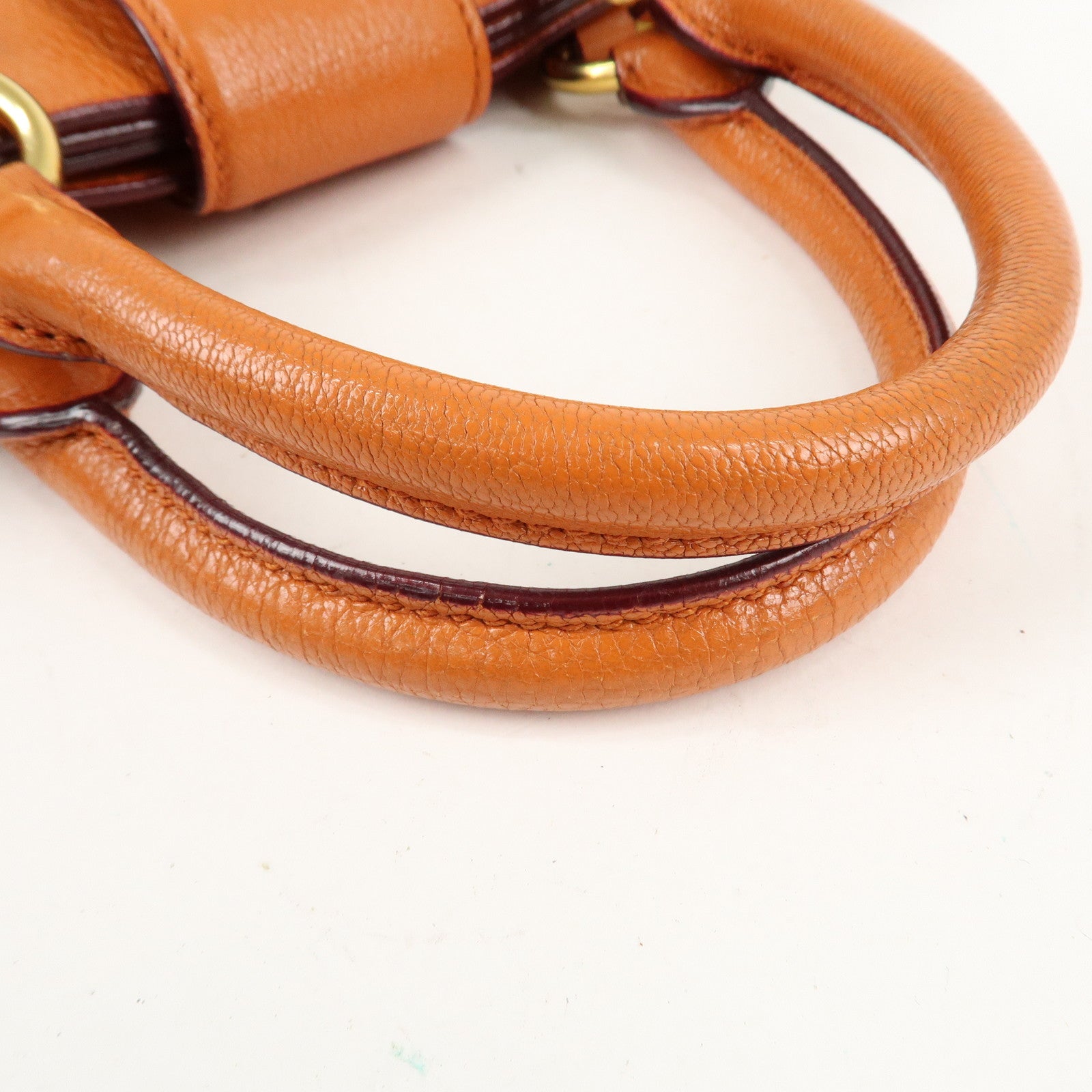 MIU MIU Madras Leather 2WAY Bag Hand Bag Orange RN0799 Used