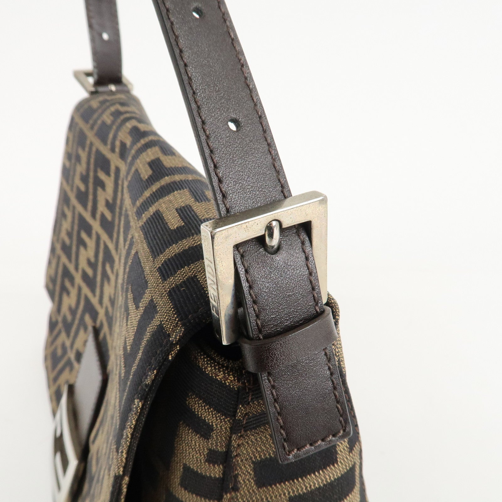 FENDI Mamma Baguette Zucca Canvas Leather Shoulder Bag 26325 Used