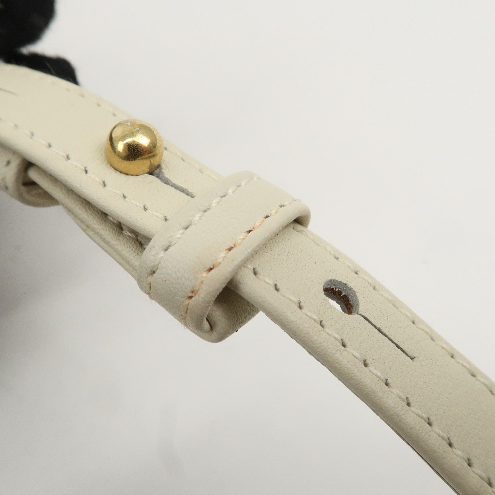 LOEWE Anagram Suede Leather Shoulder Bag Beige Ivory Used