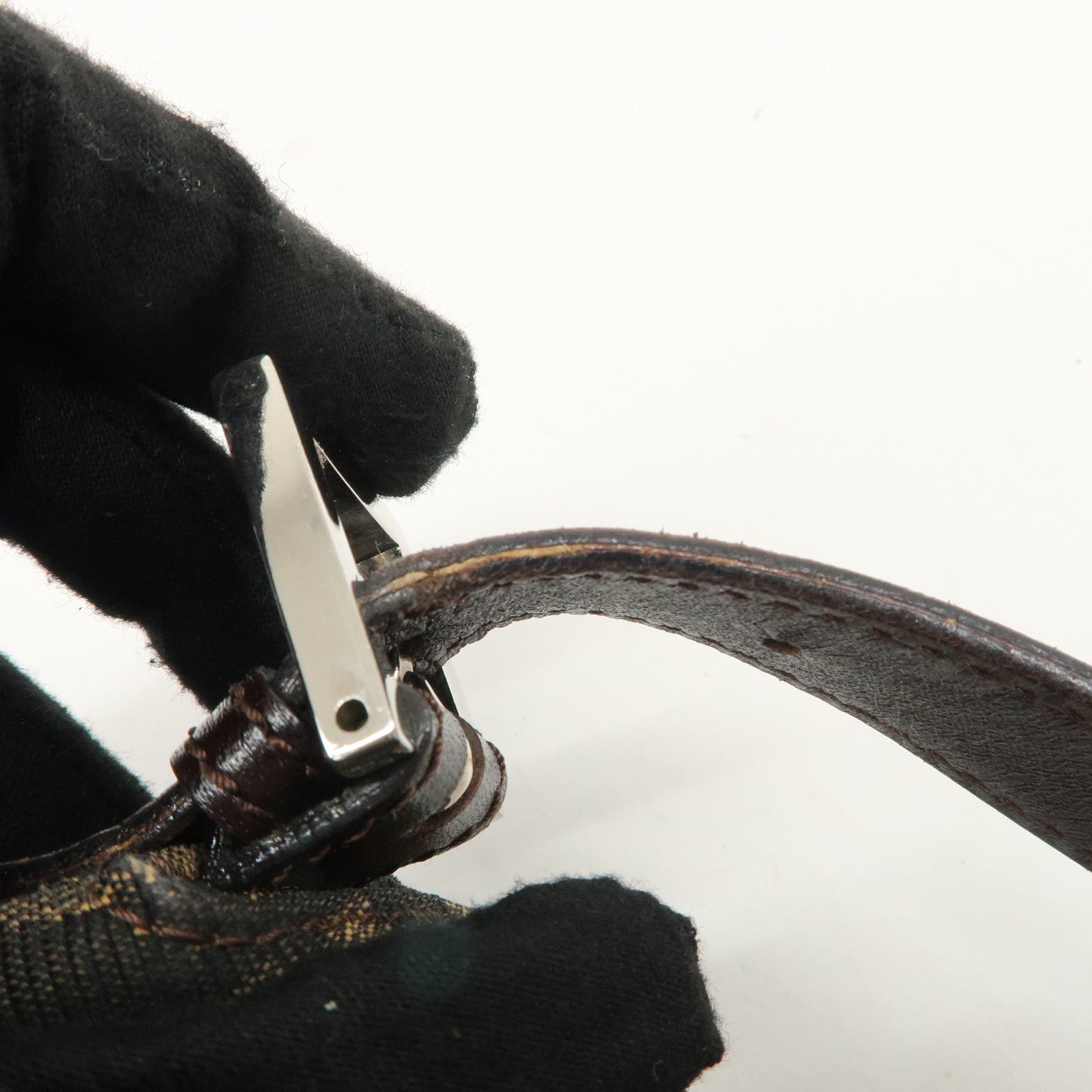 FENDI Zucca Canvas Leather Shoulder Bag Hand Bag 26423Used F/S Used