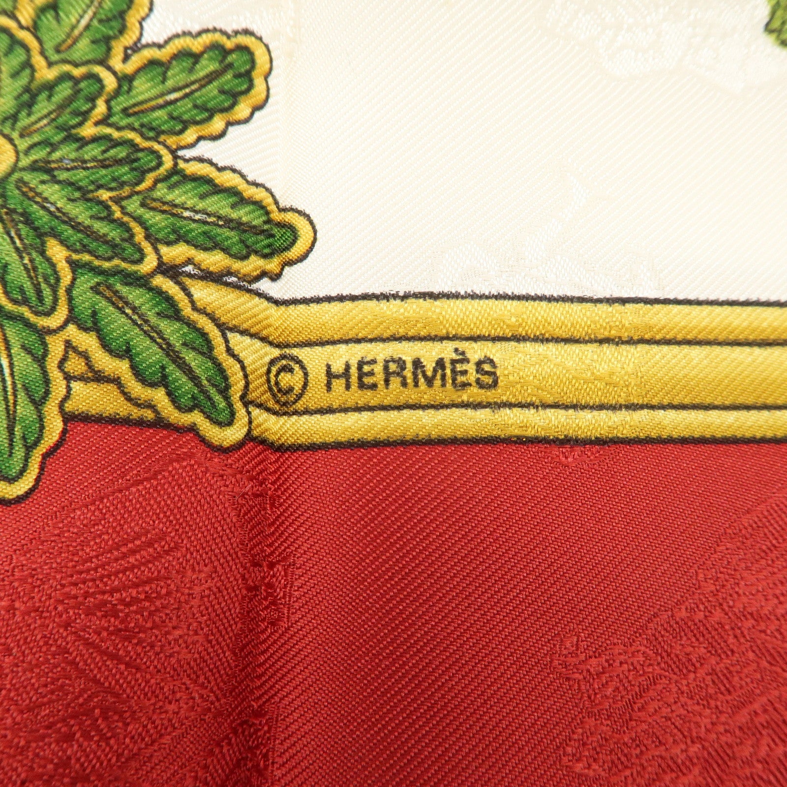 HERMES Carre 90 100% Silk Scarf Joies d’Hiver Red White Gold Used