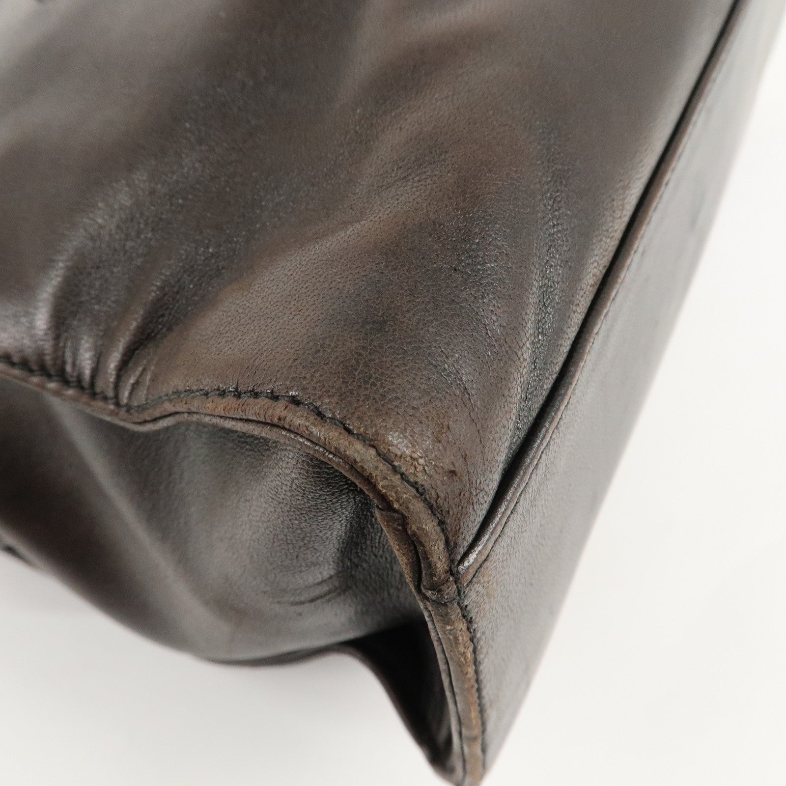 CHANEL COCO Mark Lamb Skin  Chain Shoulder Bag Brown Gold Used