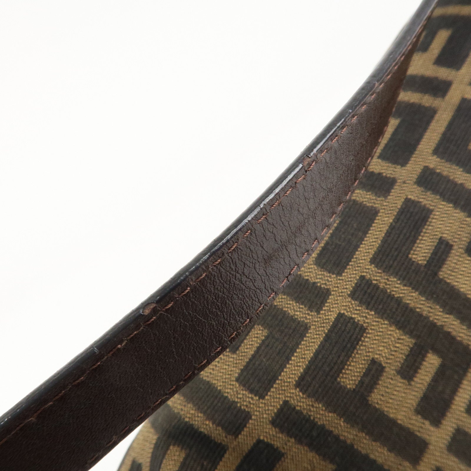 FENDI Mamma Baguette Zucca Canvas Leather Shoulder Bag 26325 Used