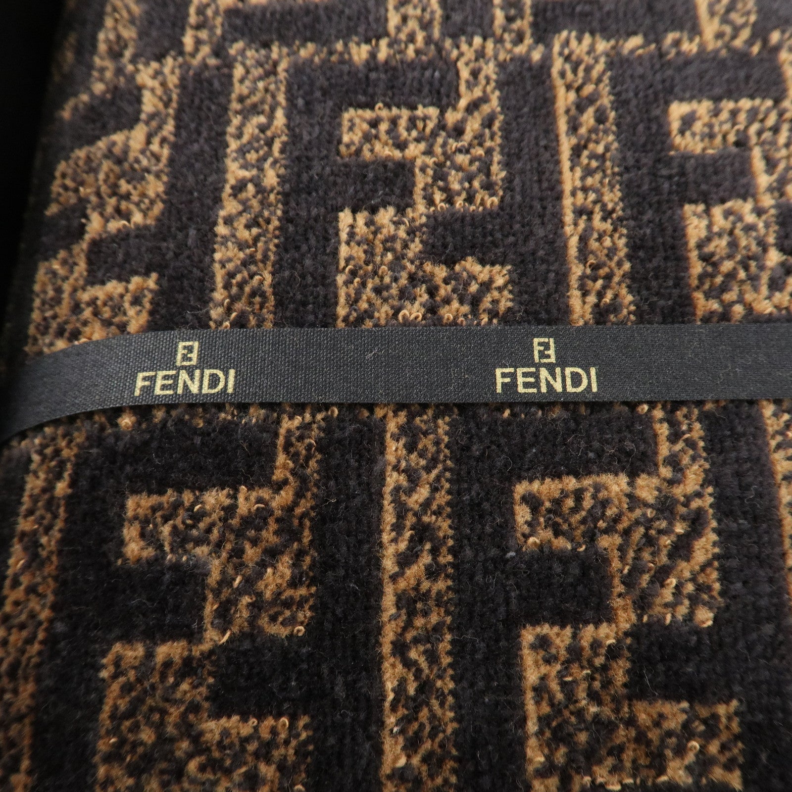 FENDI Zucca Set of 3 Cotton 100% Towel Black Brown Used