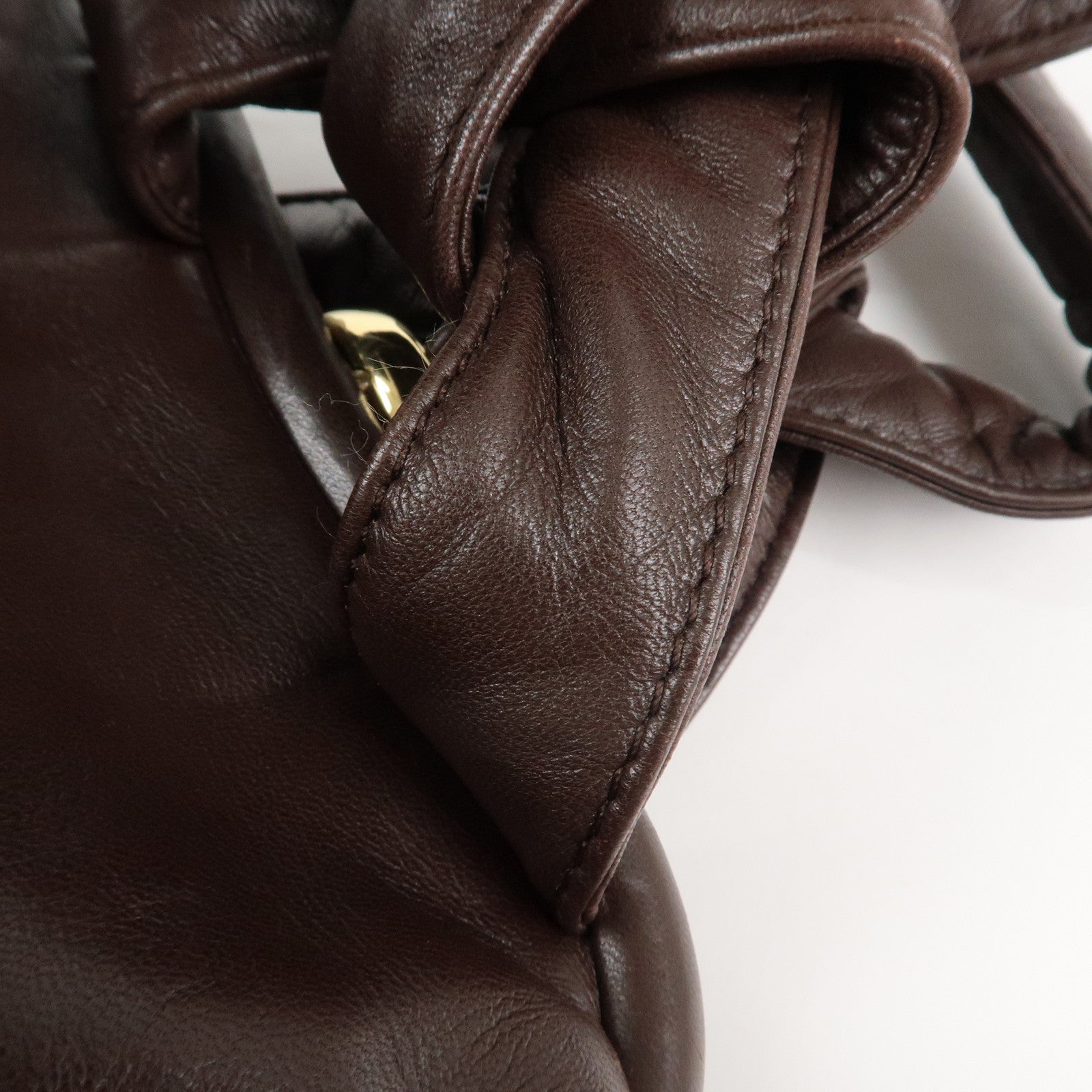 LOEWE Anagram Leather Clasp Shoulder Bag Hand Bag Brown Used