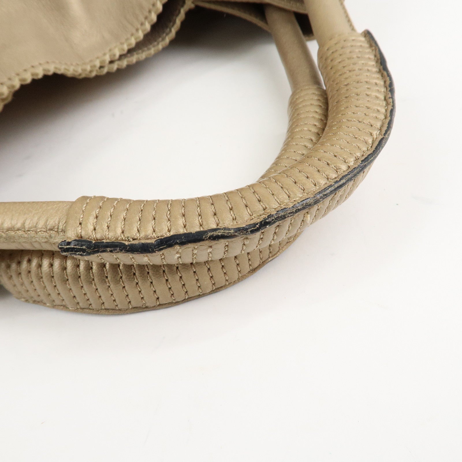 LOEWE Anagram Leather Nappa Aire Hand Bag Gold Used