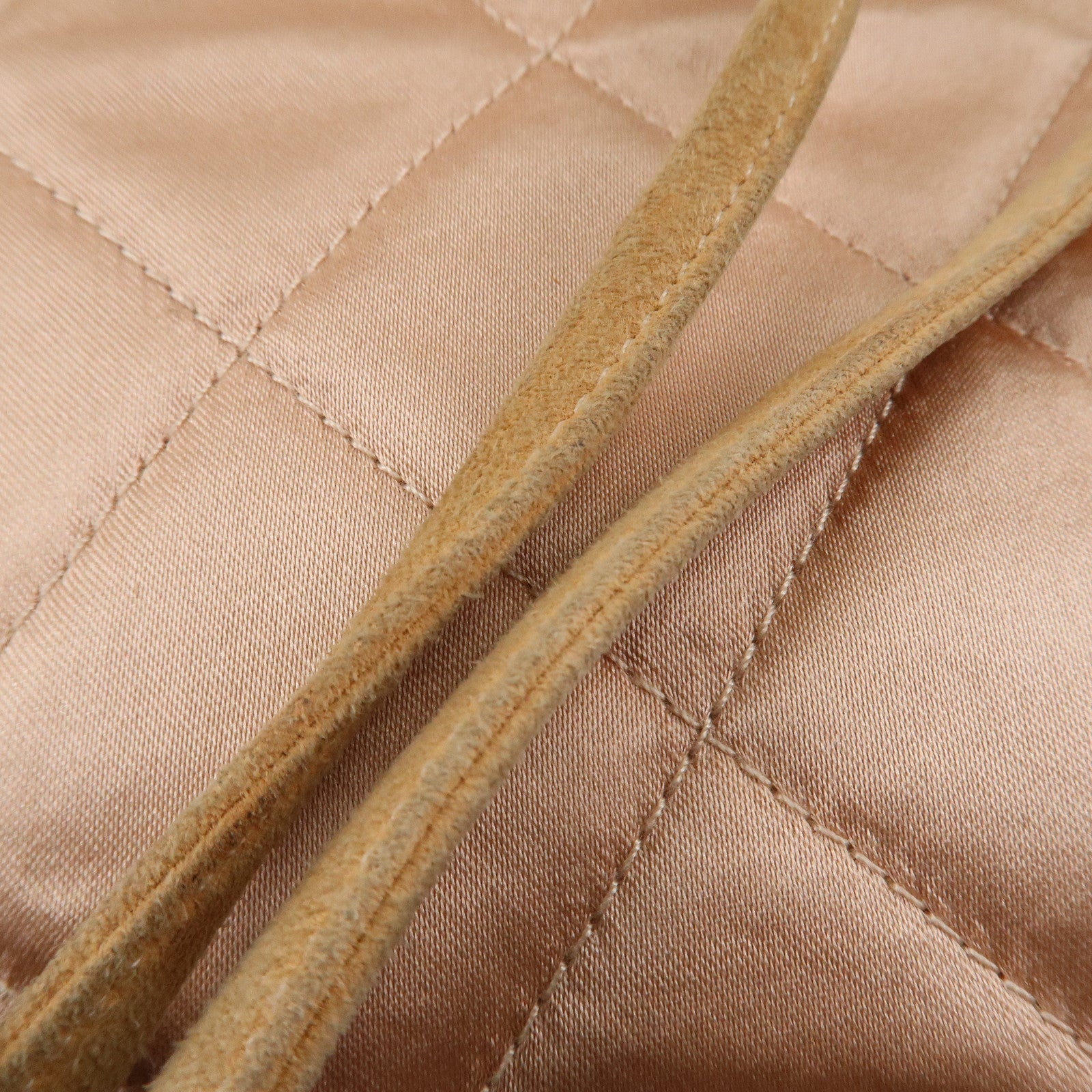 CHANEL Matelasse Satin Suede Back Pack Ruck Sack Pink Beige Used