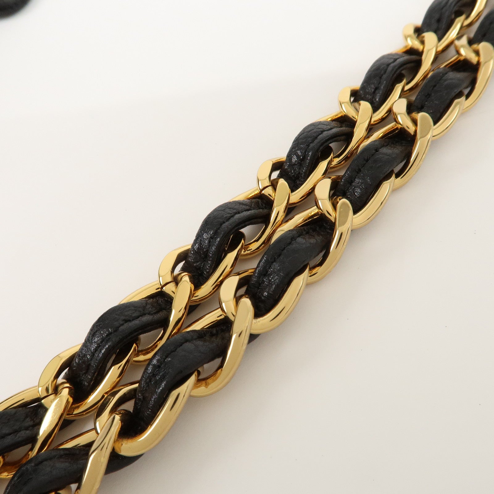 CHANEL COCO Mark Caviar Skin Chain Tote Bag Black Gold Used