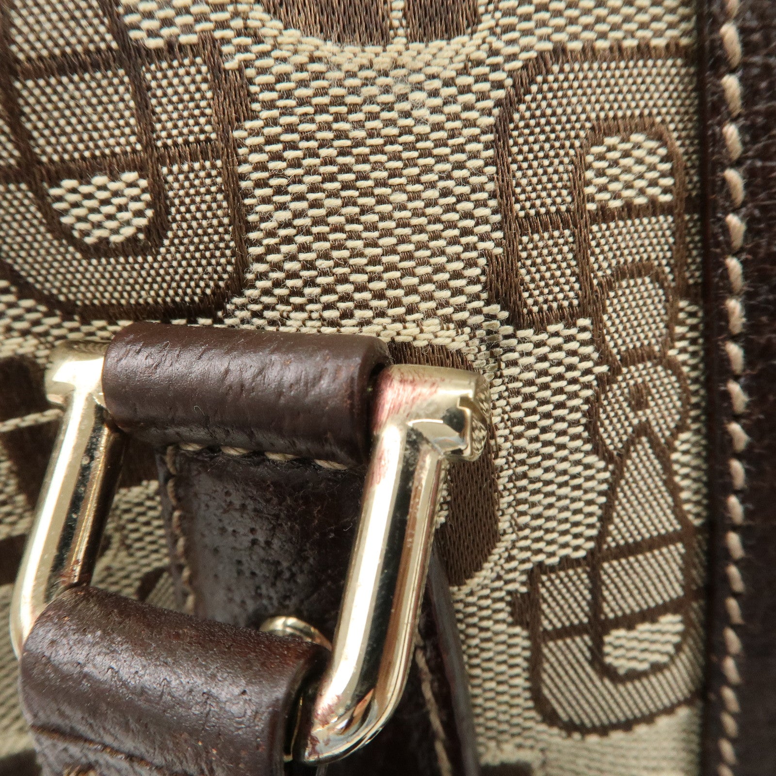 GUCCI Sherry Canvas Leather Doctor's Bag Hand Bag Beige 146002 Used