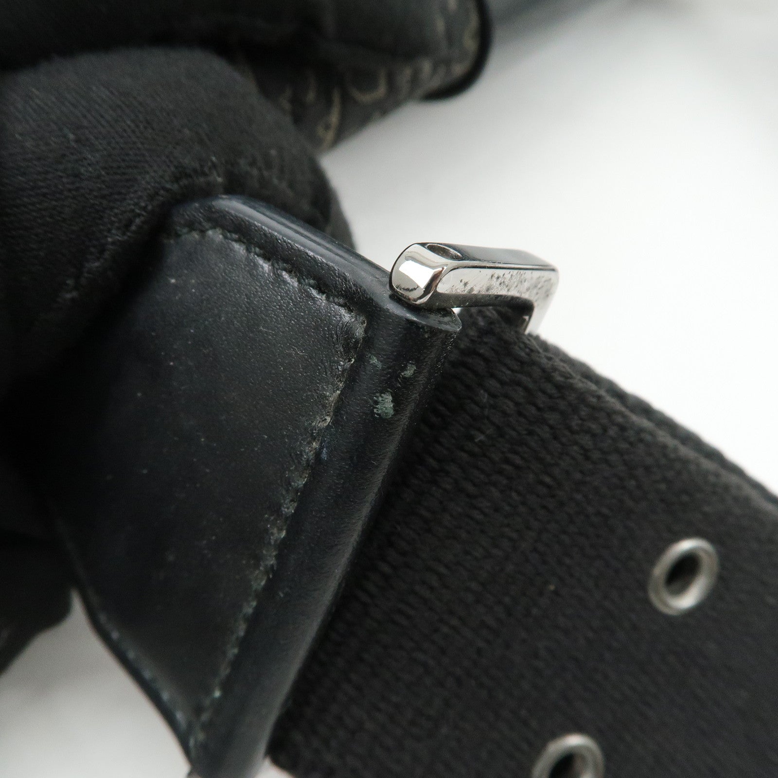 Christian Dior Trotter Canvas Leather Shoulder Bag Black Used