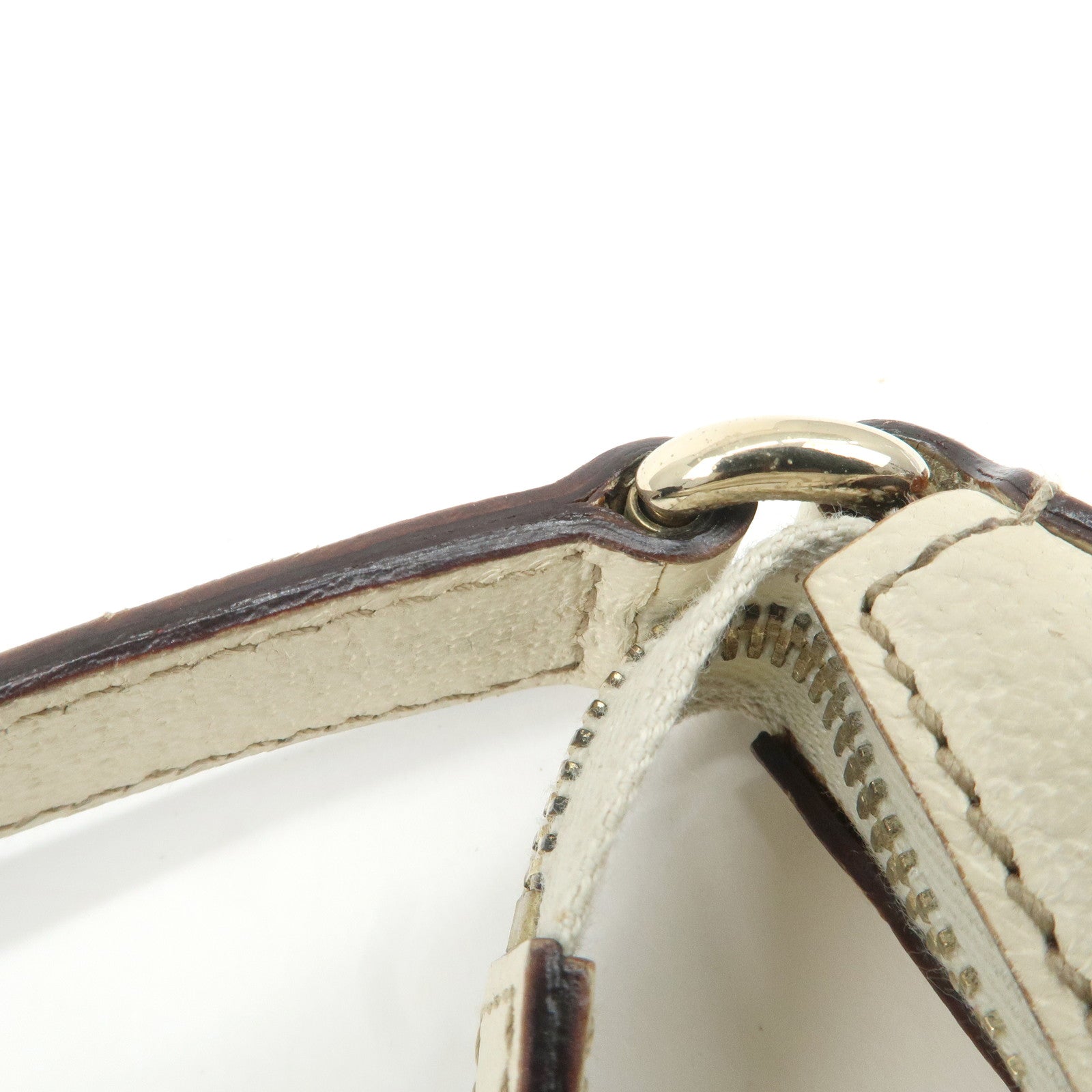 GUCCI GG Canvas Leather Shoulder Bag Beige Ivory 153010 Used