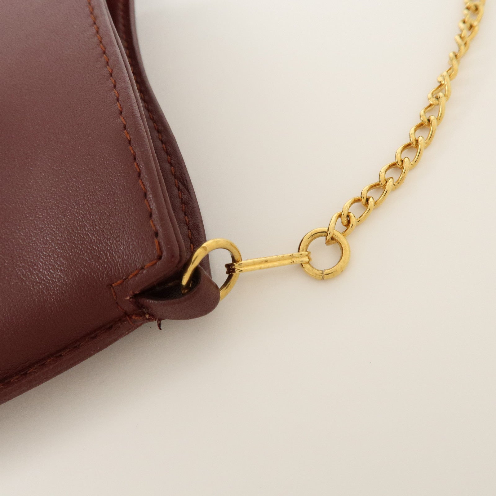 Cartier Must Line Must Do Leather Chain Strap Pouch Bordeaux Used