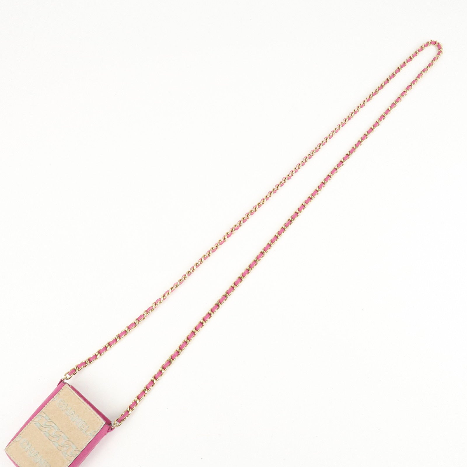 CHANEL Unborn Calf Lamb Skin Chain Shoulder Cigarette Case Used