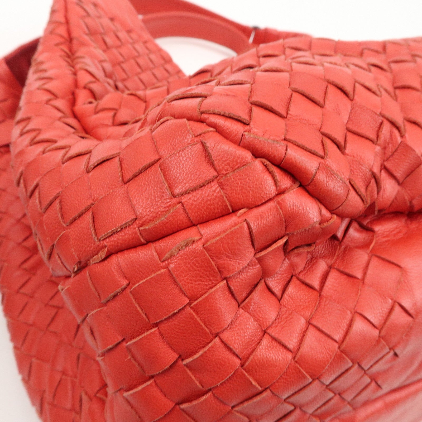 BOTTEGA VENETA Intrecciato Leather Campana Toto Bag Shoulder Bag Red Used