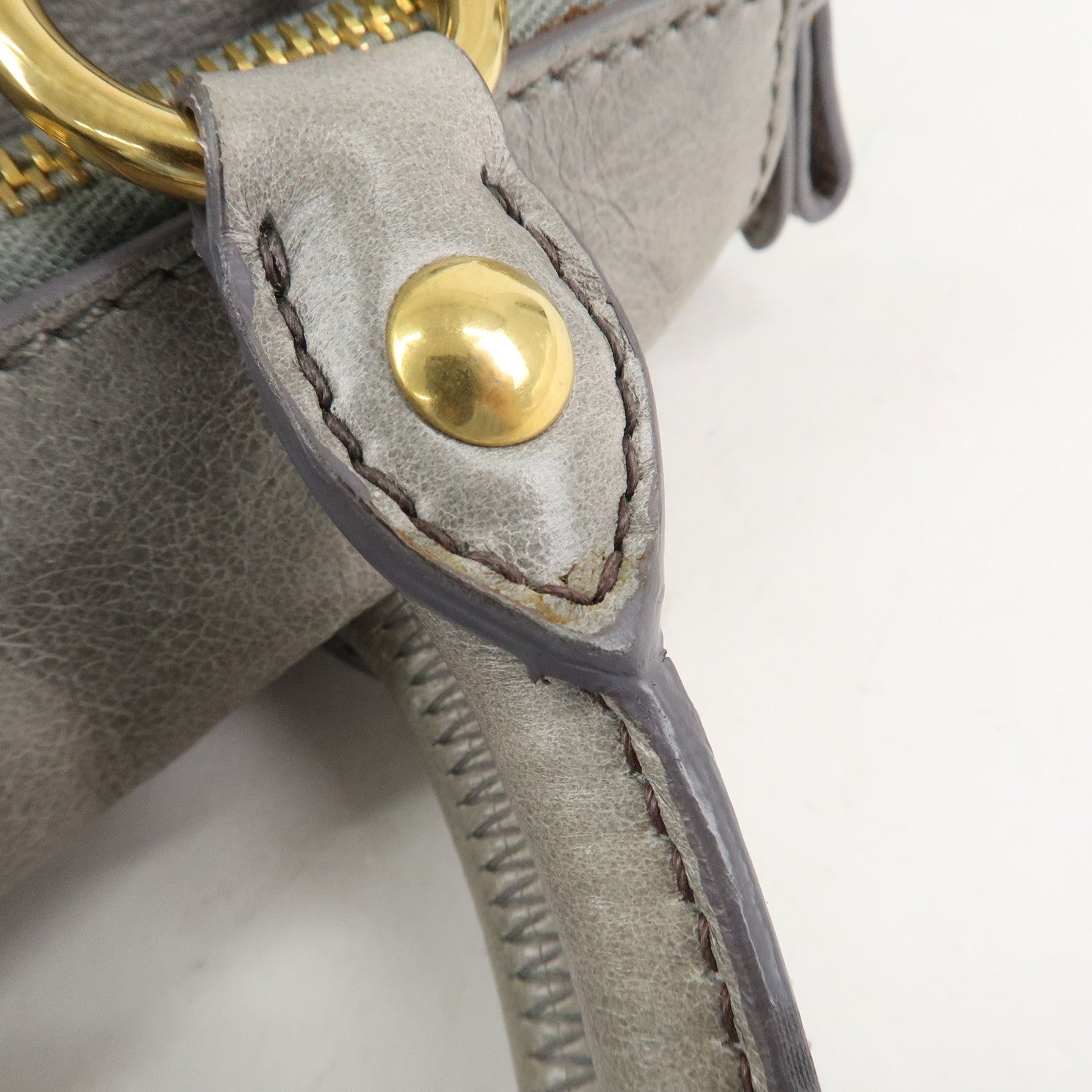 MIU MIU Leather 2Way Bag Hand Bag Shoulder Bag Light Blue Gold HDW Used