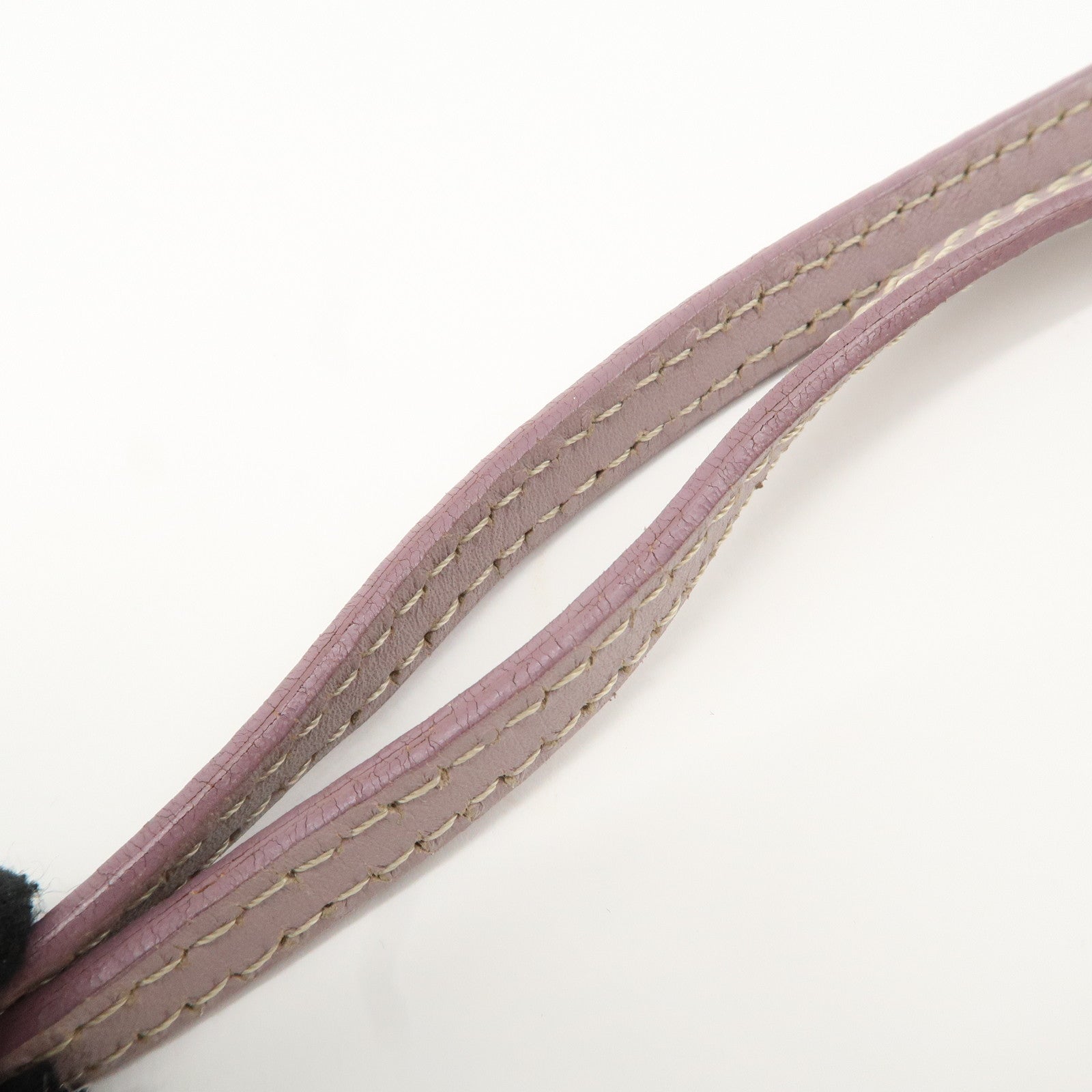 FENDI Zucchino Canvas Leather Shoulder Bag Purple Beige 8BT047 Used