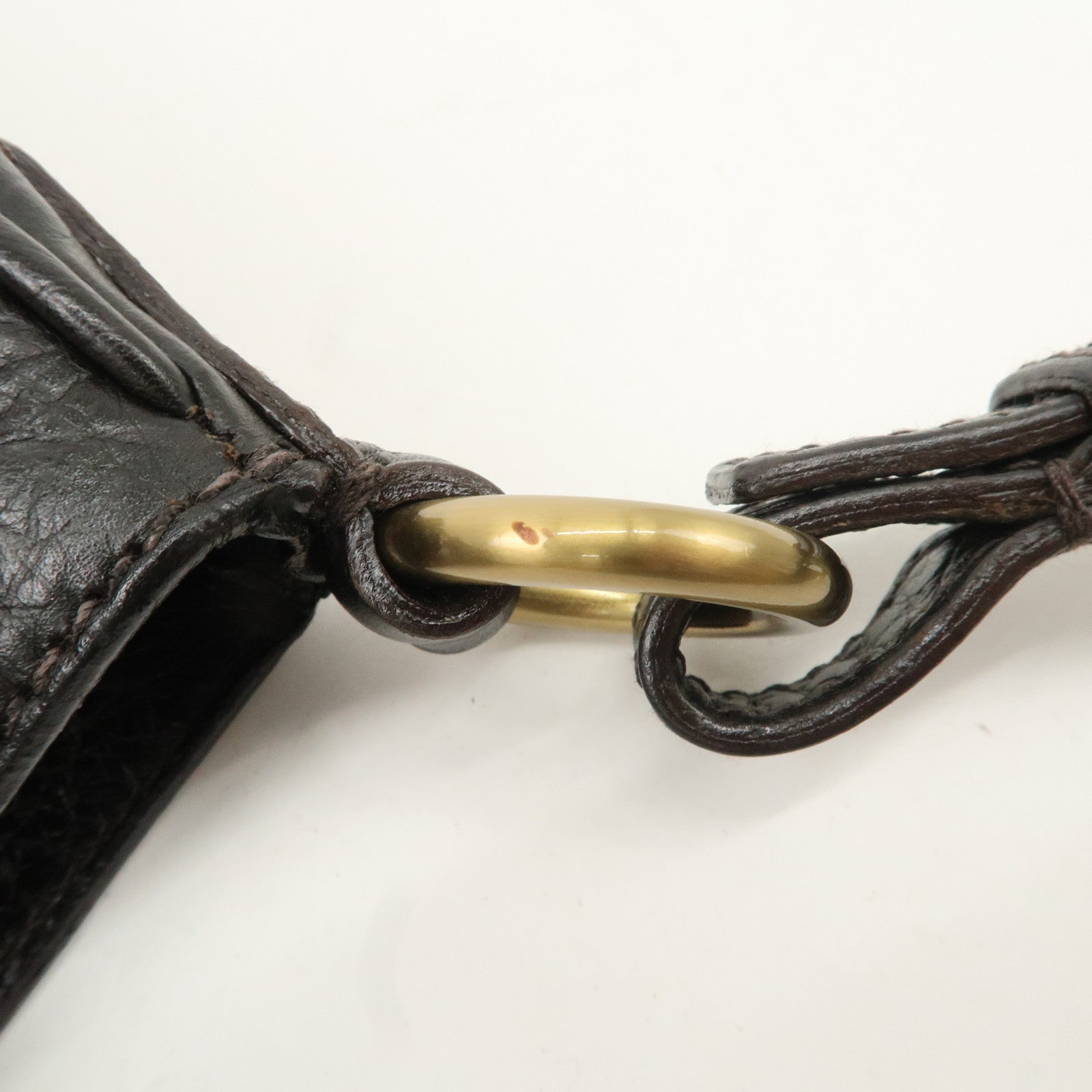 PRADA Nylon Leather Shoulder Bag Black Dark Brown BR1973 Used