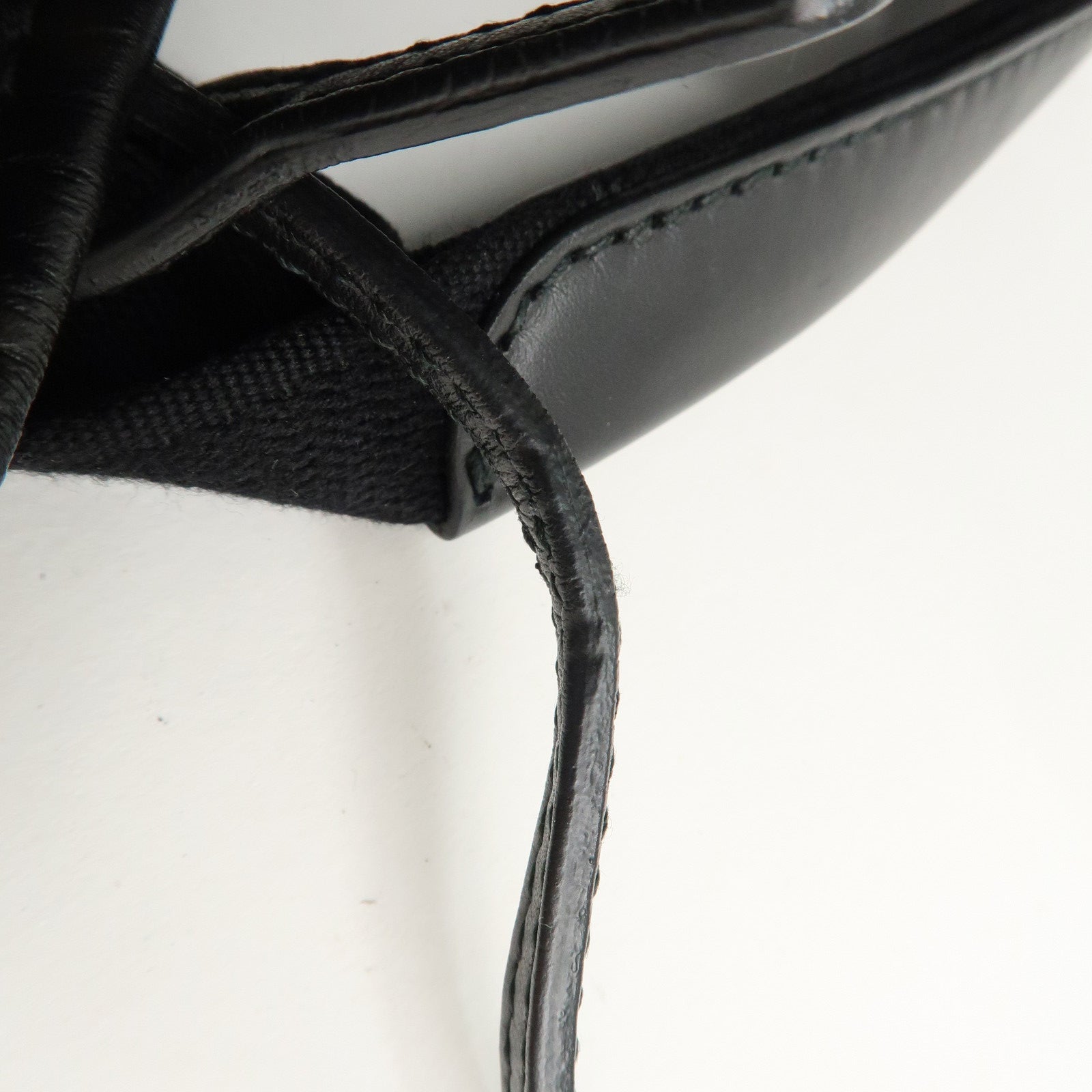 BALENCIAGA Wool Leather Navy Cabas XS Hand Bag Tote Bag 390346 Used