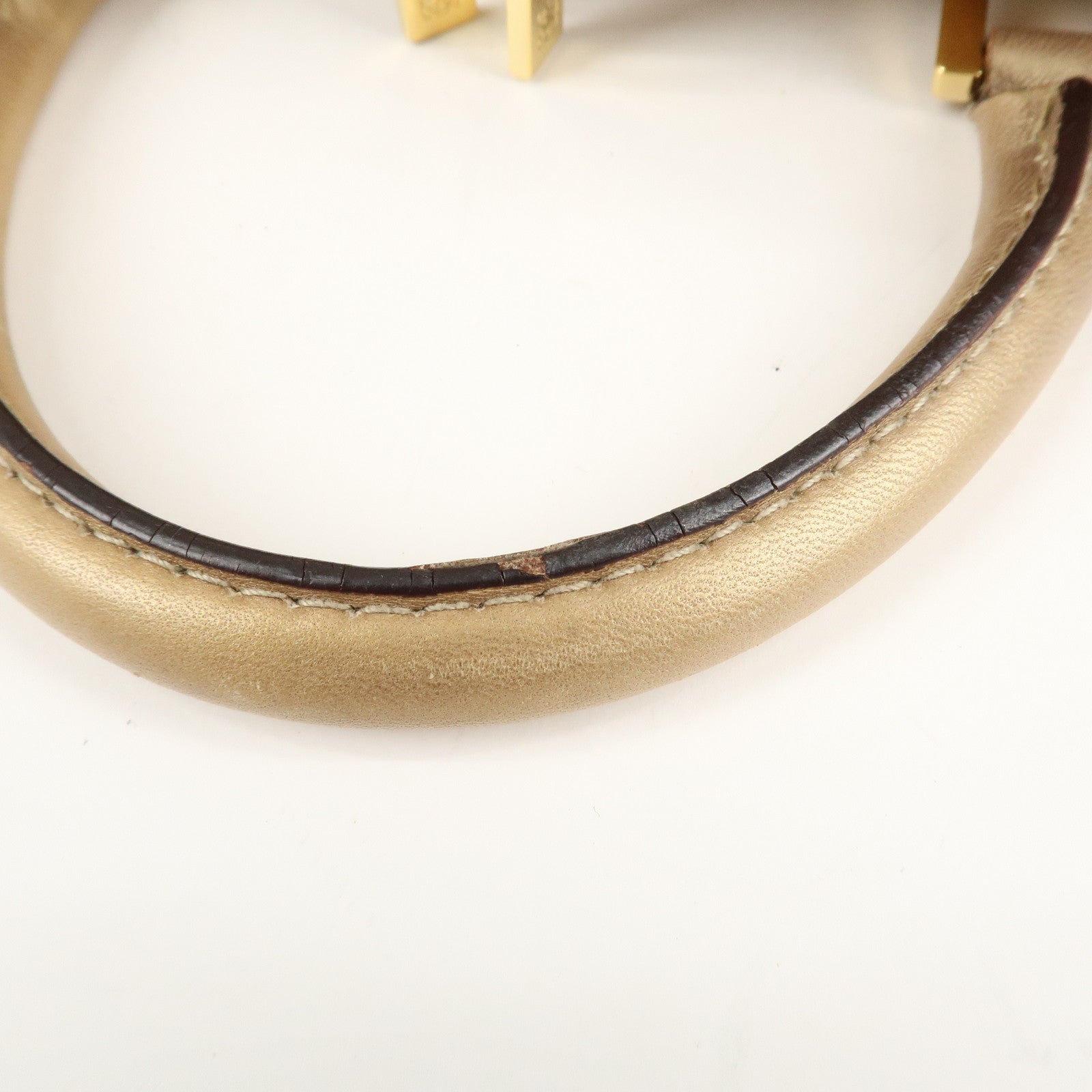 LOEWE Anagram Leather Amazona 28 Hand Bag Boston Bag Gold Used