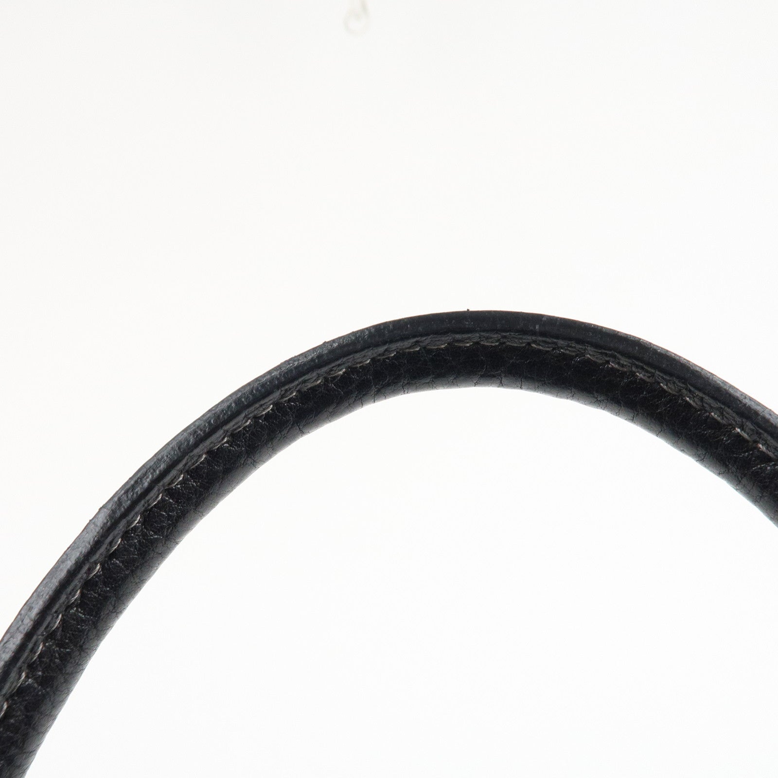 HERMES Garden Party PM G Stamped Canvas Leather Tote Bag Black Used