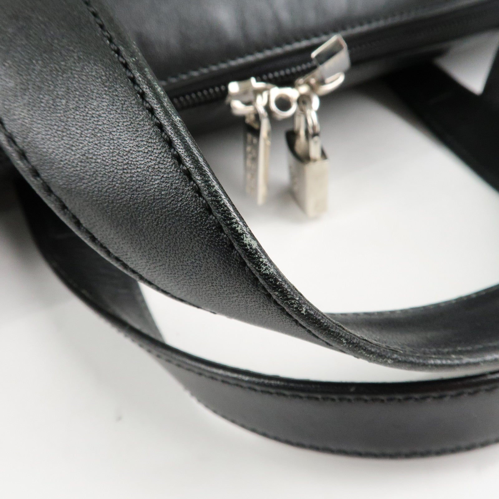 LOEWE Anagram Leather Boston Bag Shoulder Bag Hand Bag Black Used