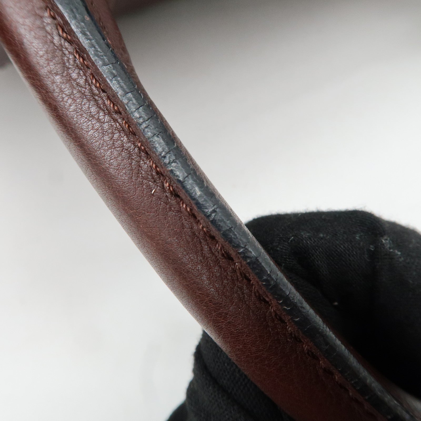 LOEWE Anagram Amazone 28 Leather Tote Bag Hand Bag Dark Brown Used