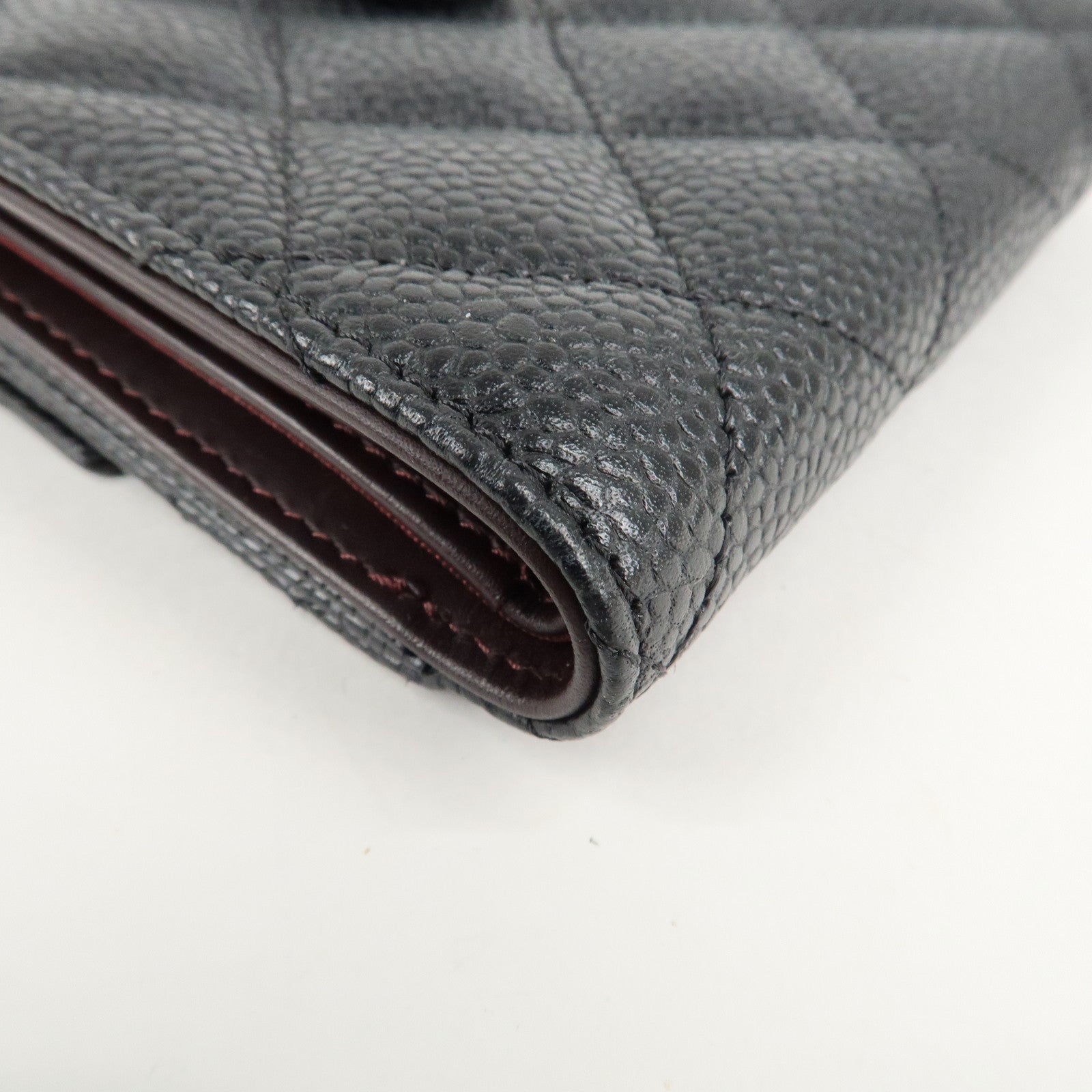 CHANEL Matelasse Cavier Skin W Hook Wallet Black A48980 Used