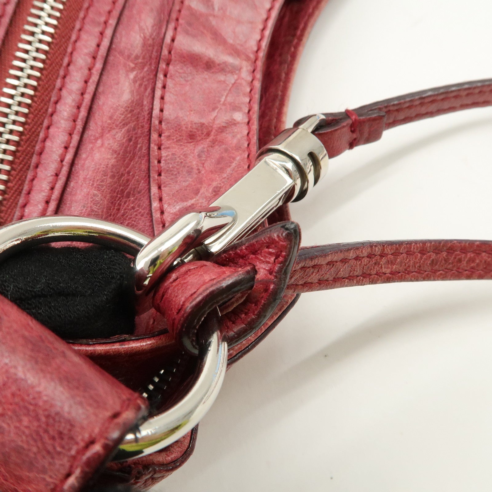 BALENCIAGA The Giant Hip Leather Shoulder Bag Hand Bag Wine Used