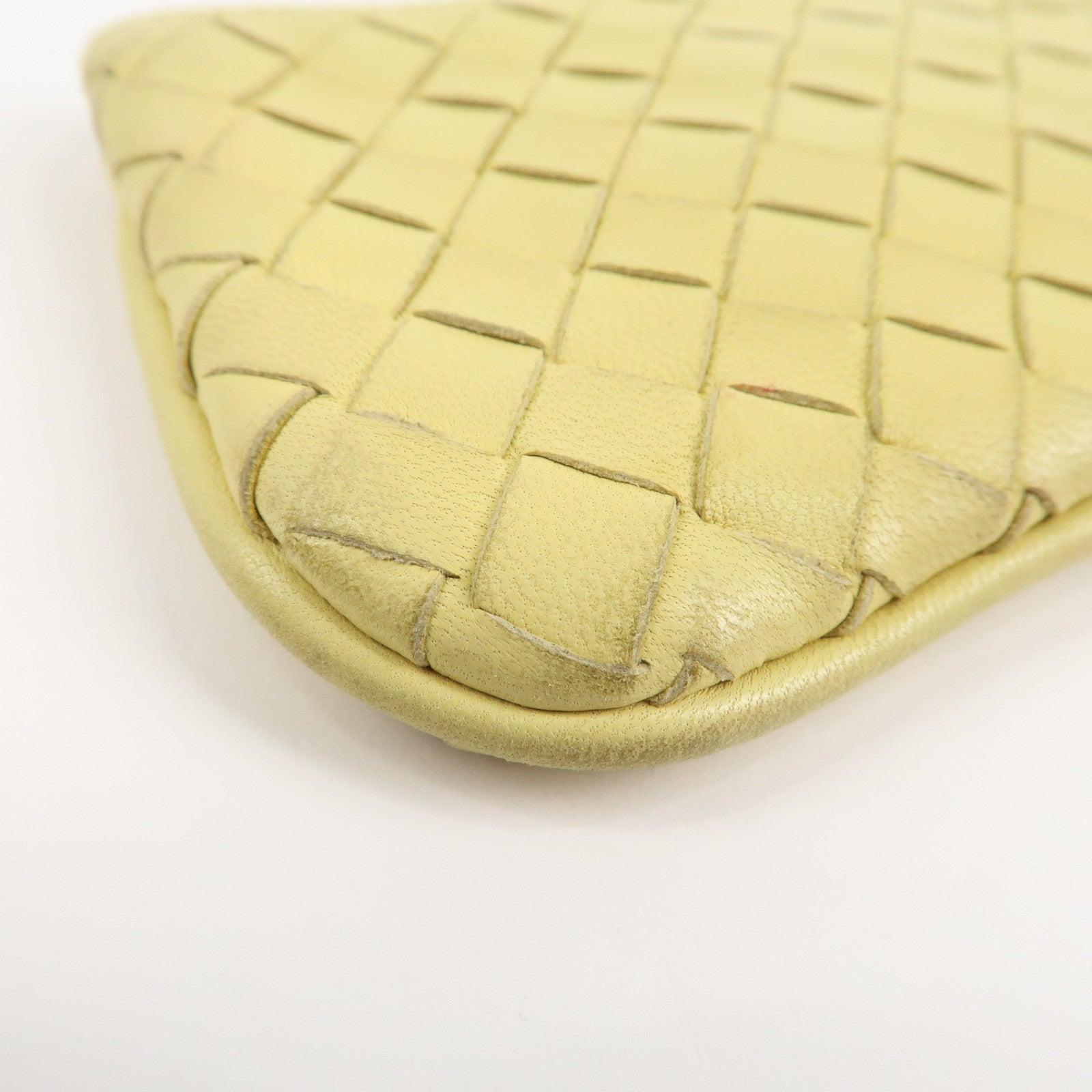 BOTTEGA VENETA Intrecciato Leather Coin Case Yellow 131232 Used