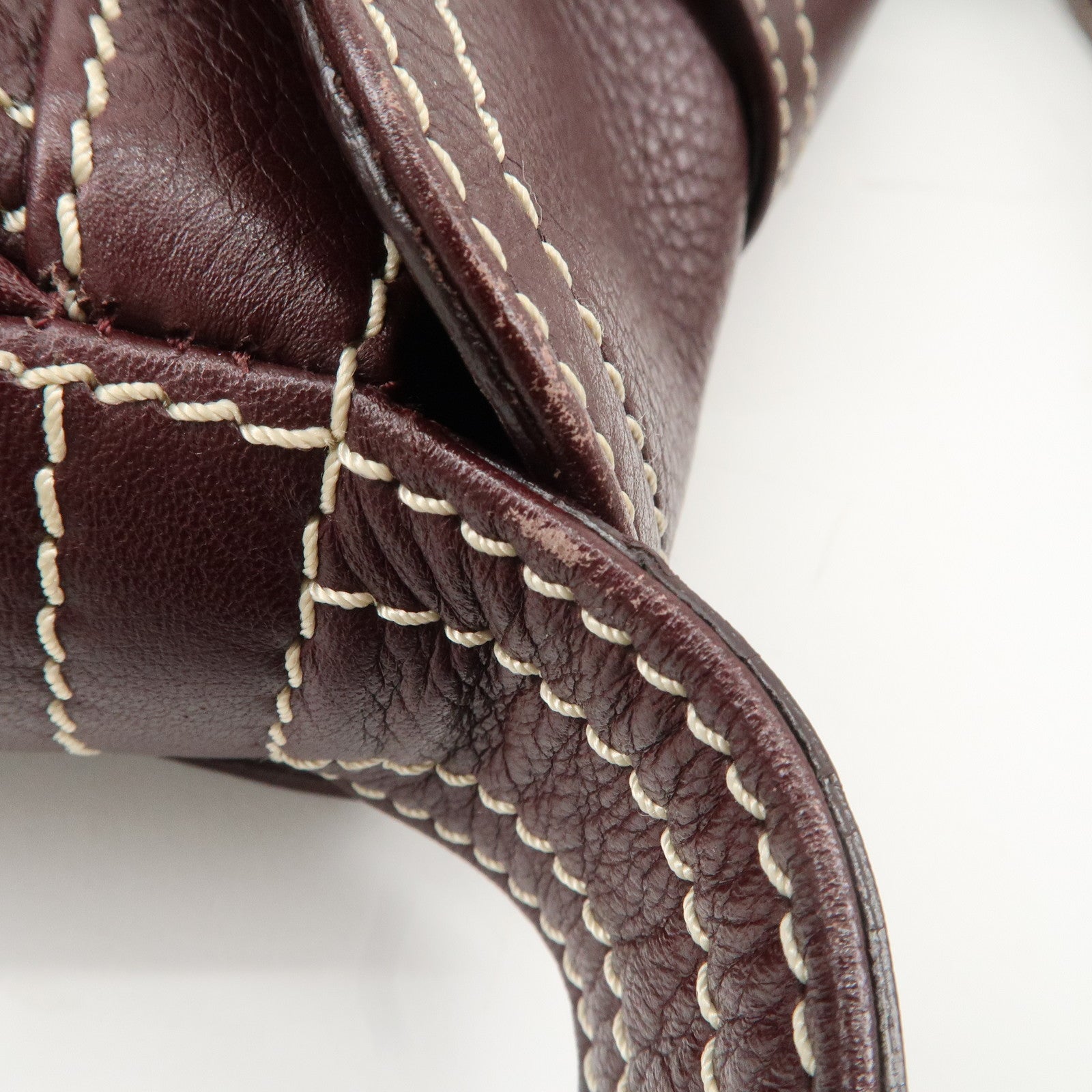 CELINE Leather Shoulder Bag Hand Bag Brown Gold Hardware Used