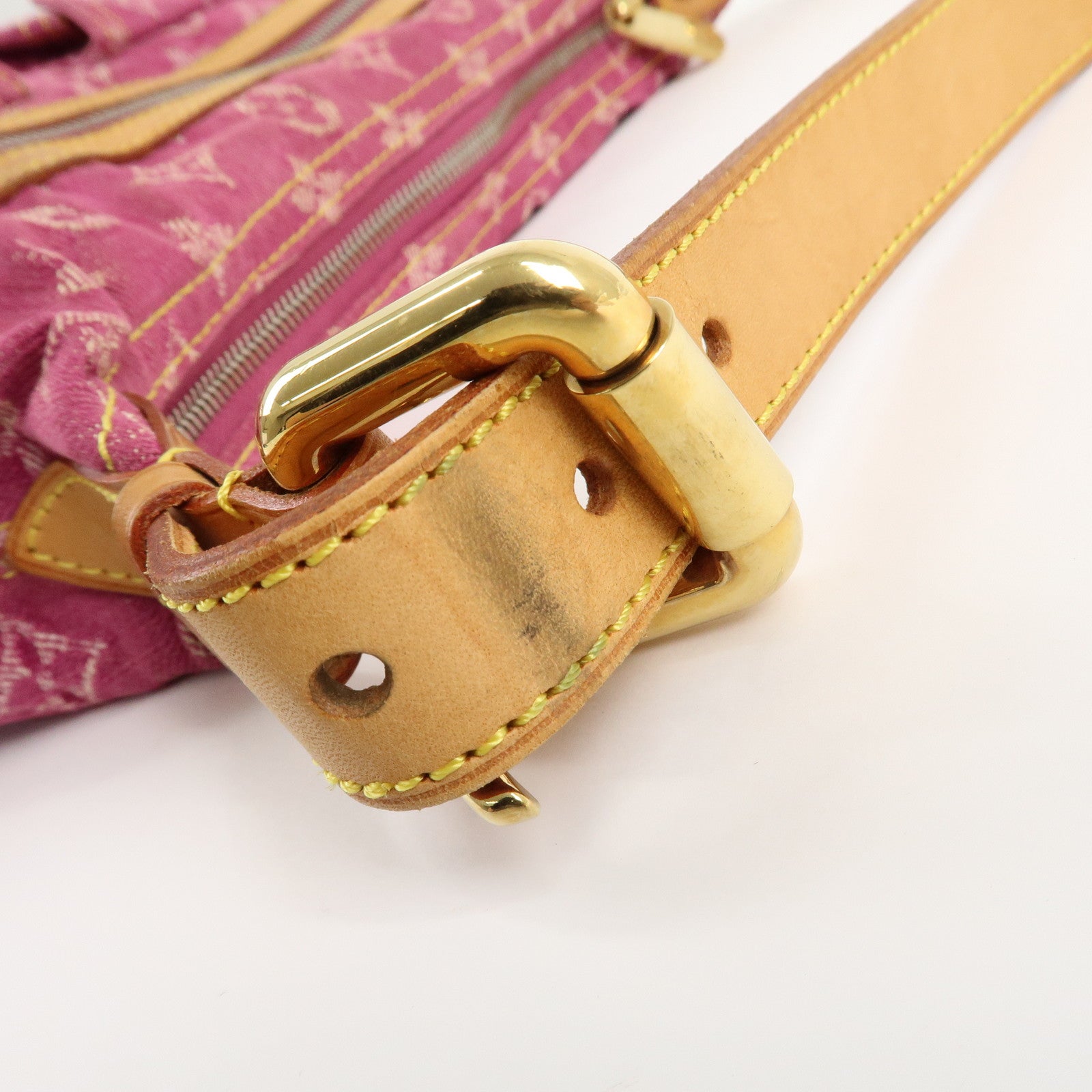 Louis Vuitton Monogram Denim Baggy PM Shoulder Bag Fuchsia M95212 Used
