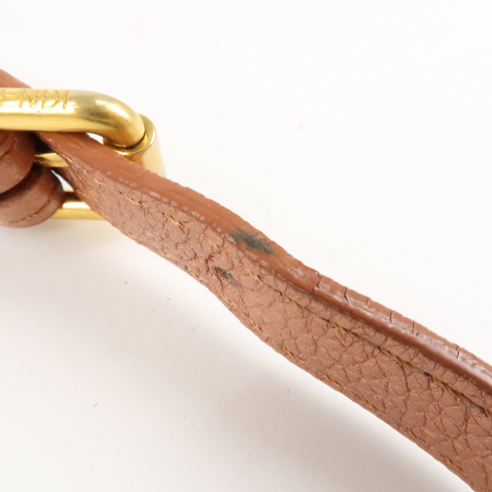 FENDI Zucca Canvas Leather Shoulder Bag Brown Black 8BT146 Used