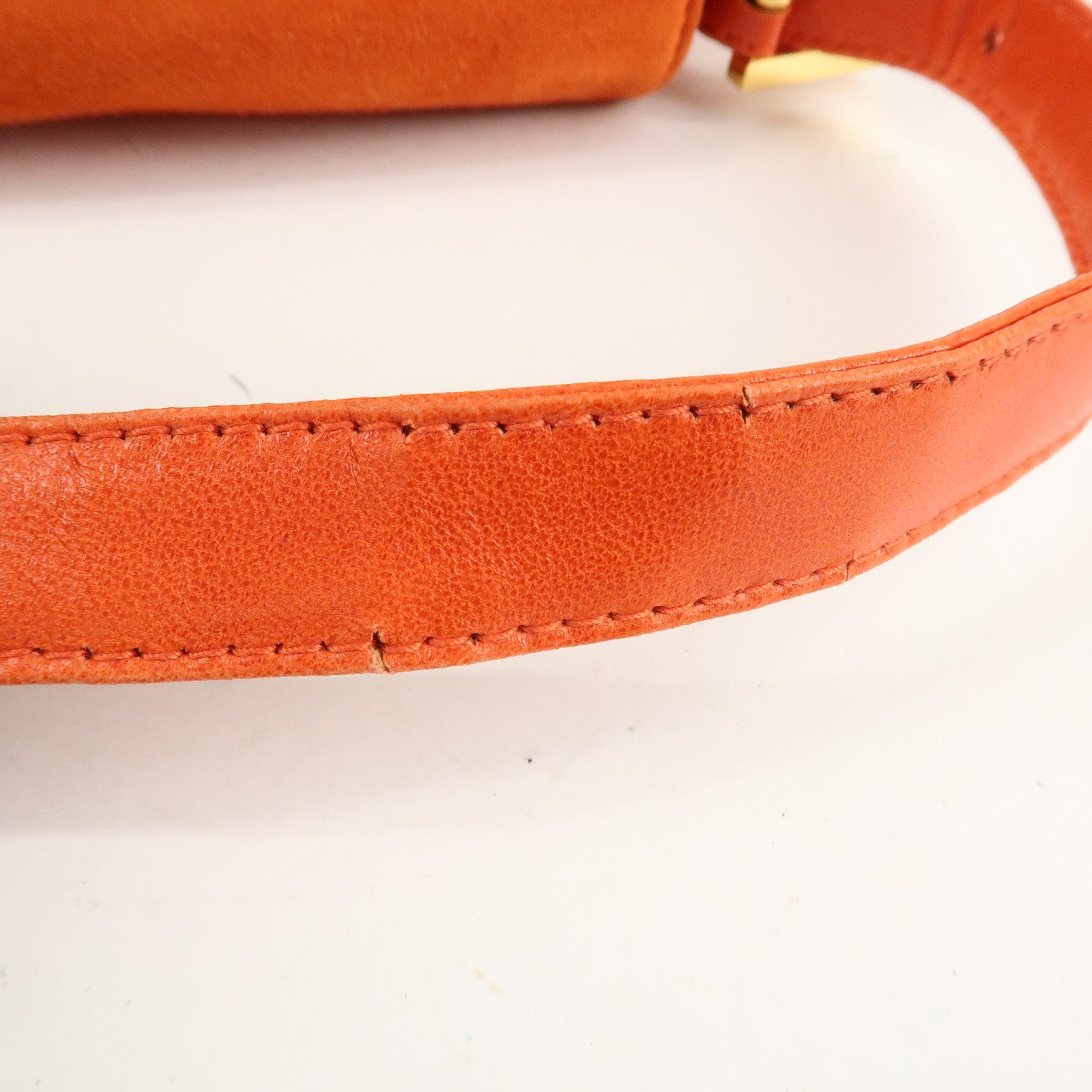 FENDI Mamma Baguette Suede Leather Shoulder Bag Orange 26325 Used