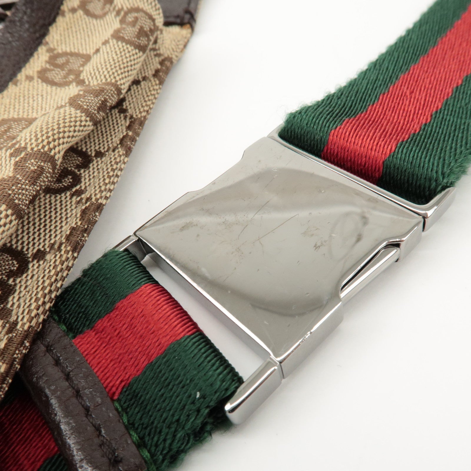 GUCCI GG Canvas Leather Waist Bag Crossbody Bag Beige Brown 28566 Used