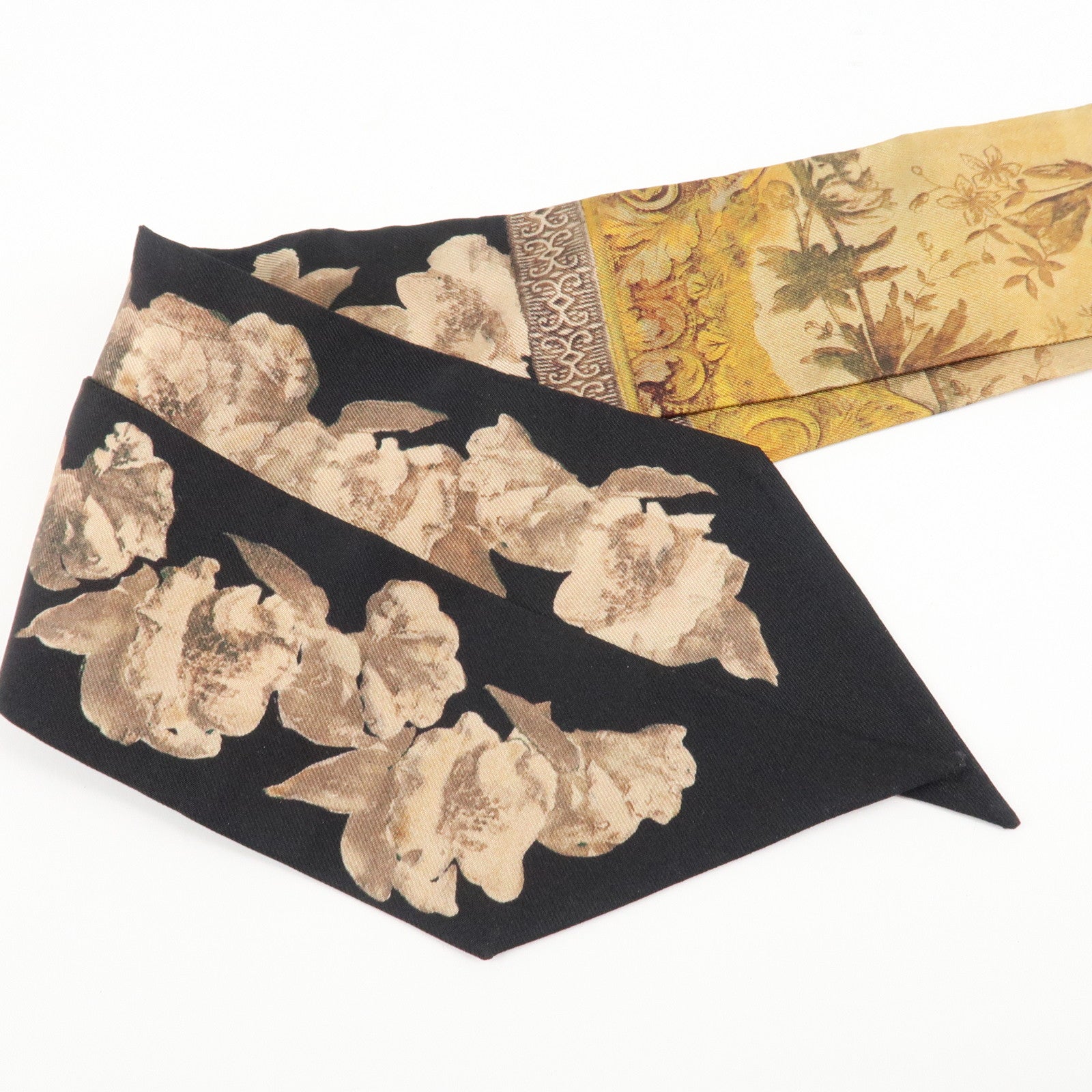 Christian Dior Silk 100% Mitza Scarf Flower Print Brown Used