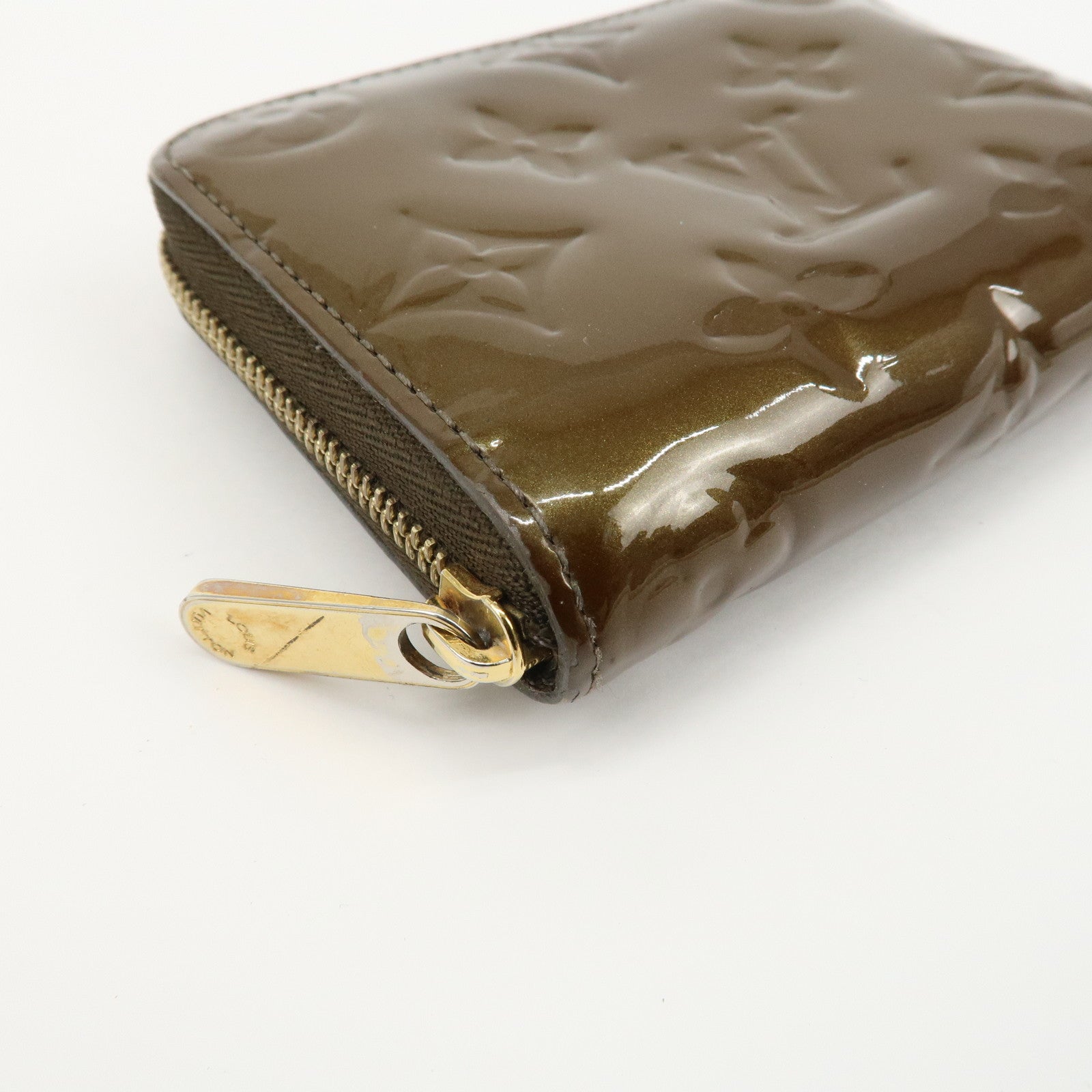 Louis Vuitton Monogram Vernis Zippy Coin Case Purse Veil Bronze Used